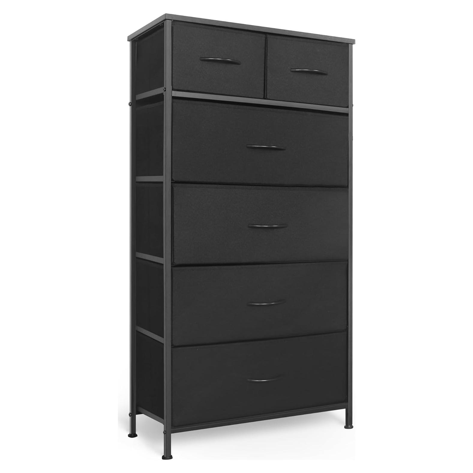 Cómoda Alta Mifuro 6 Cajones Negro Estructura Acero