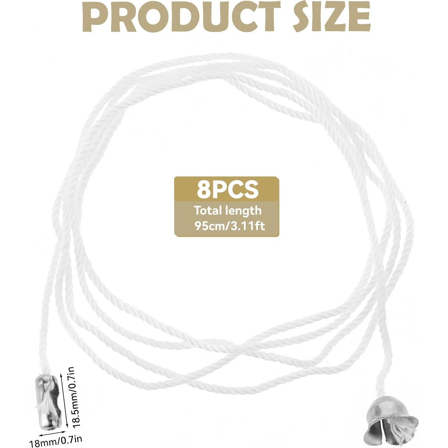 Sliverdew 8 Pack Pull Cord for Ceiling Switch Ceiling Fan Pull Chain Extender Light Pull Cord String with Connector Pull Chain Extension for Ceiling Fan Light Fixture Light Bulb