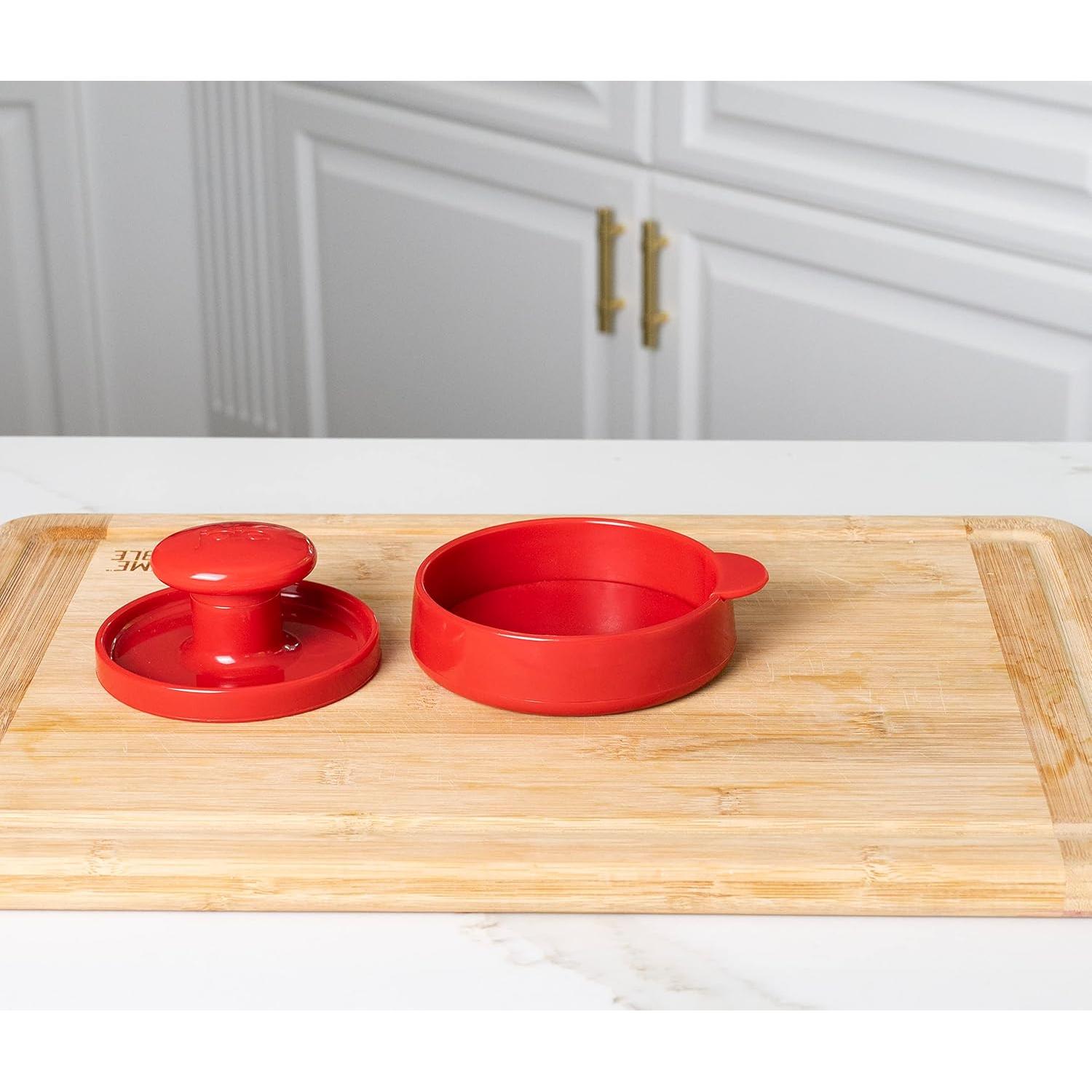 Prensa de Hamburguesas Joie, Libre de BPA, Roja, 15.2 cm