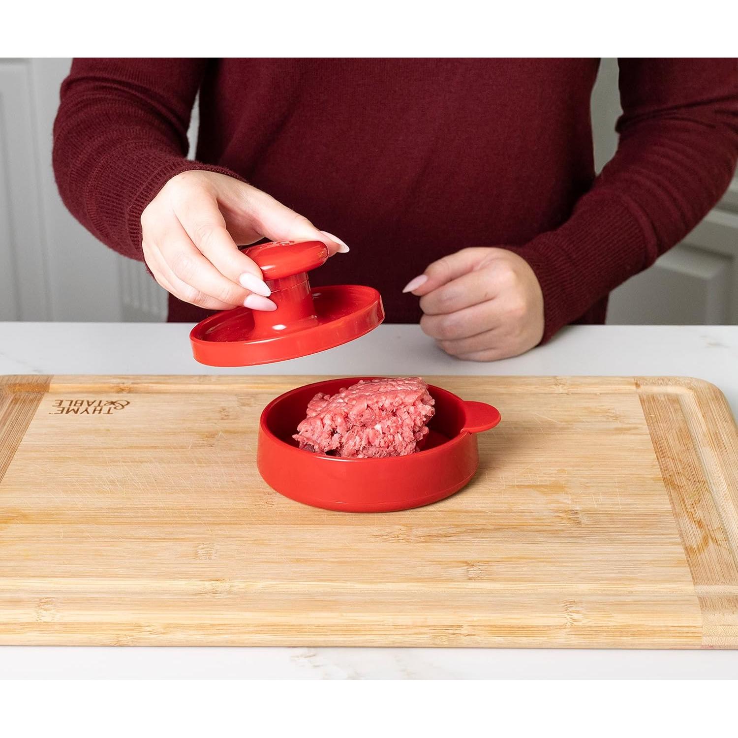 Prensa de Hamburguesas Joie, Libre de BPA, Roja, 15.2 cm