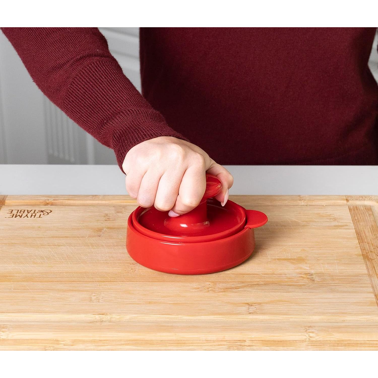 Prensa de Hamburguesas Joie, Libre de BPA, Roja, 15.2 cm