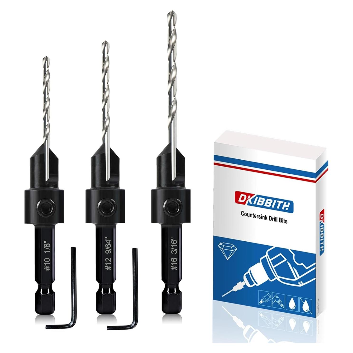 Juego de Brocas Avellanadoras 3 Piezas DKIBBITH Ajustables