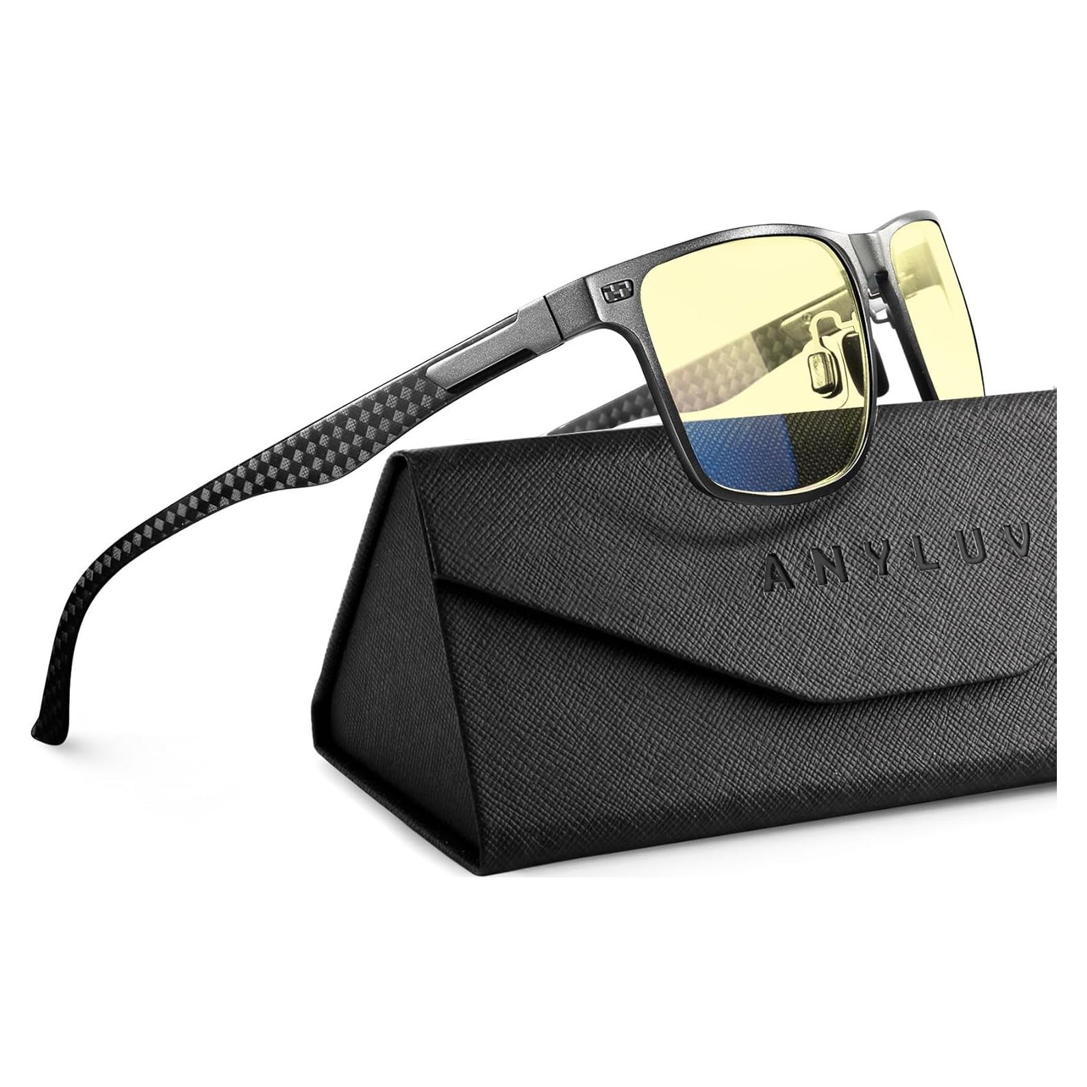 Gafas de Luz Azul ANYLUV Fibra de Carbono Gunmetal 65% Bloqueo