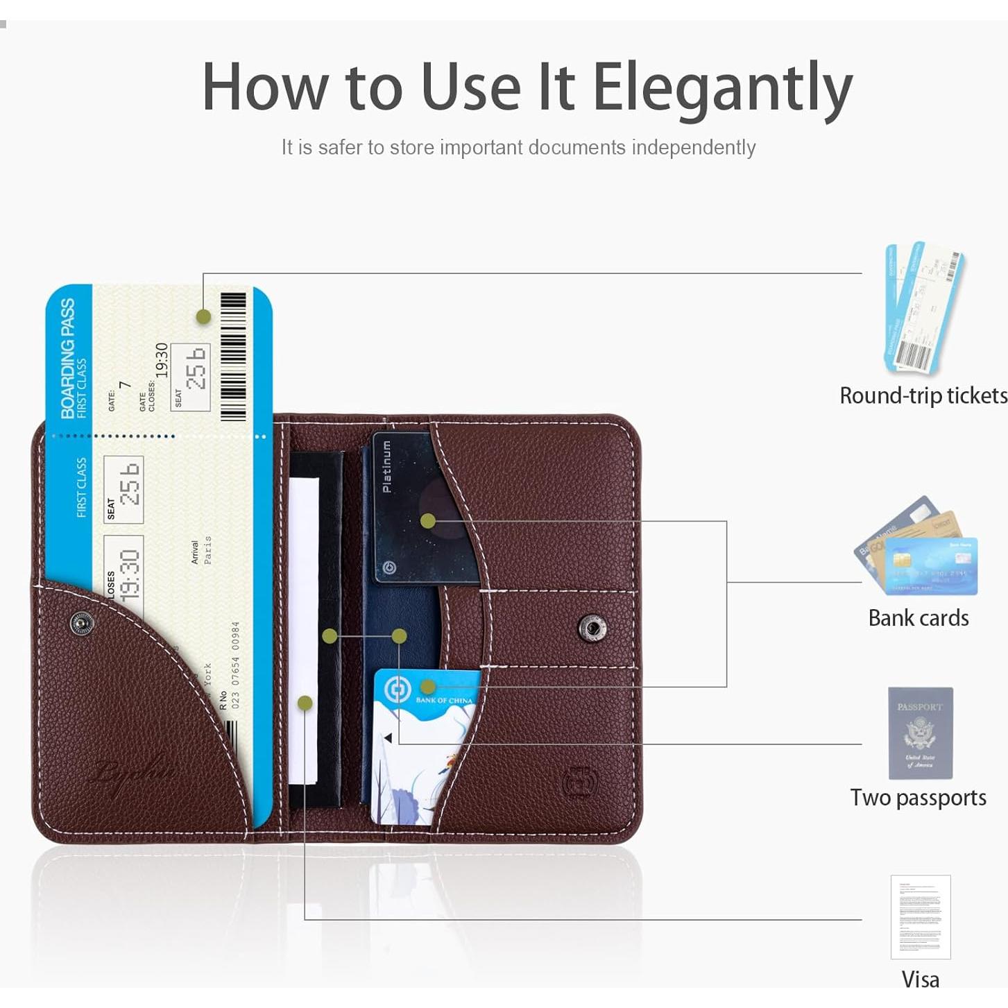 Portafolio de Pasaporte Lychii Chocolate con Bloqueo RFID