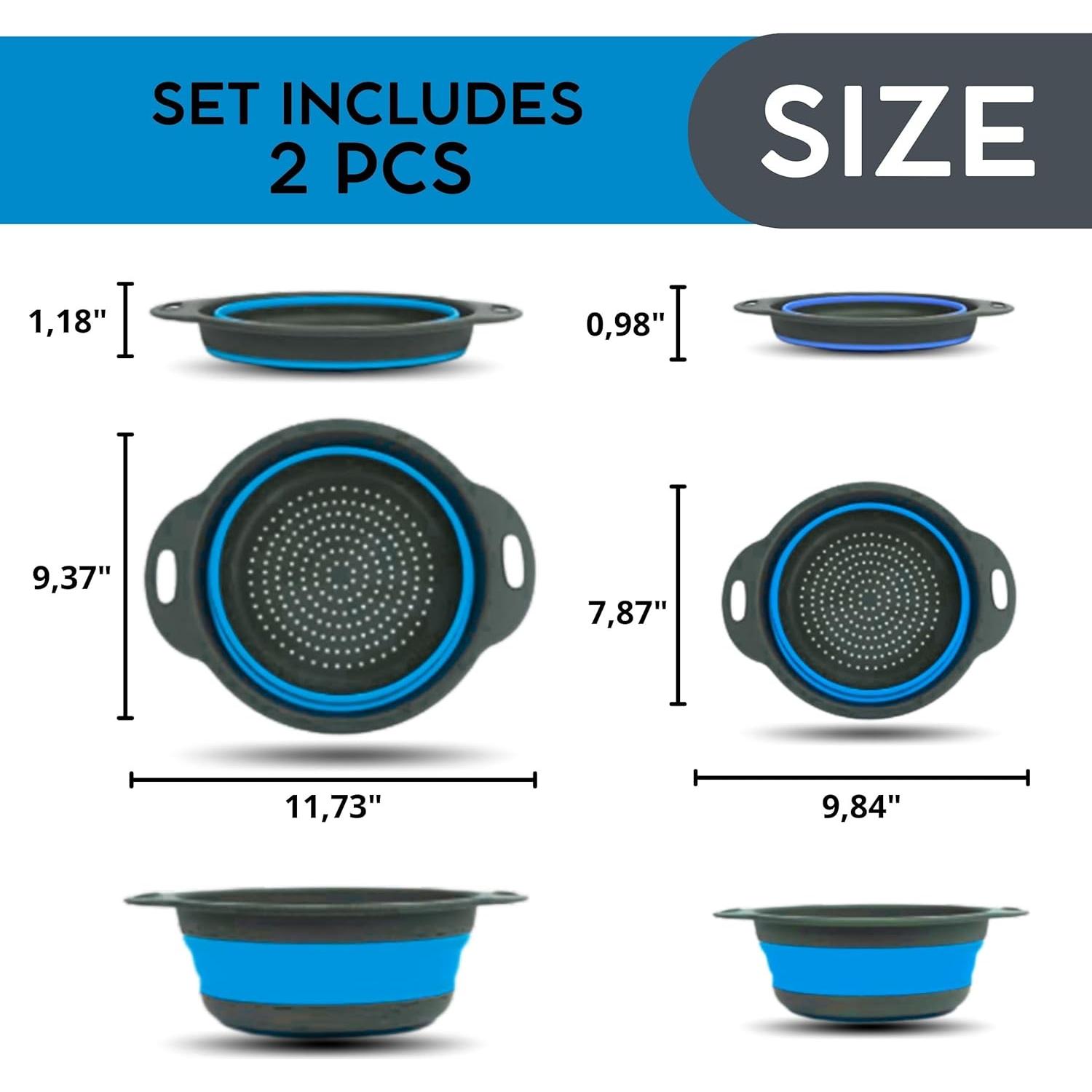 Juego de Coladores Plegables YARRD Azul - 2 PZS Silicona