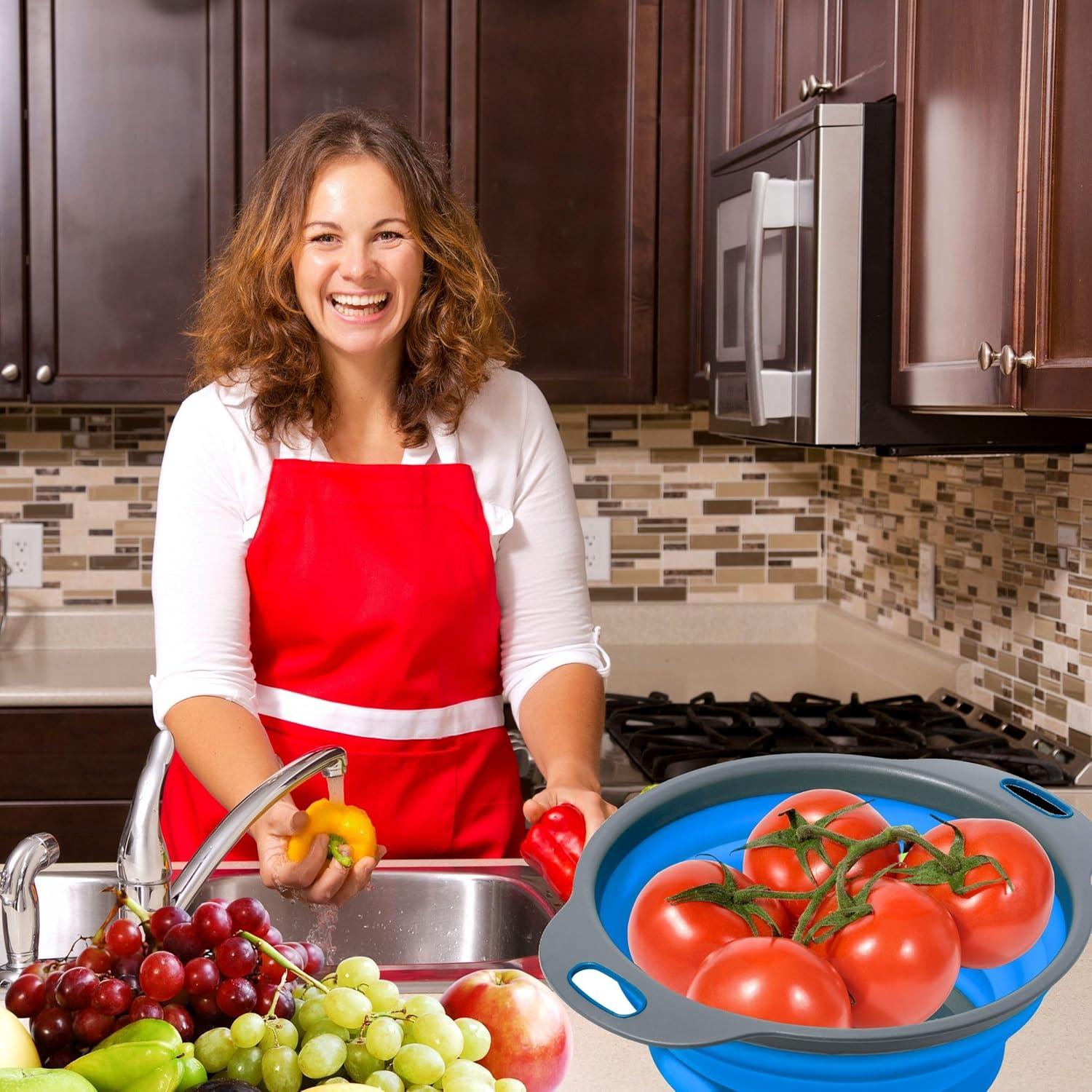 Juego de Coladores Plegables YARRD Azul - 2 PZS Silicona