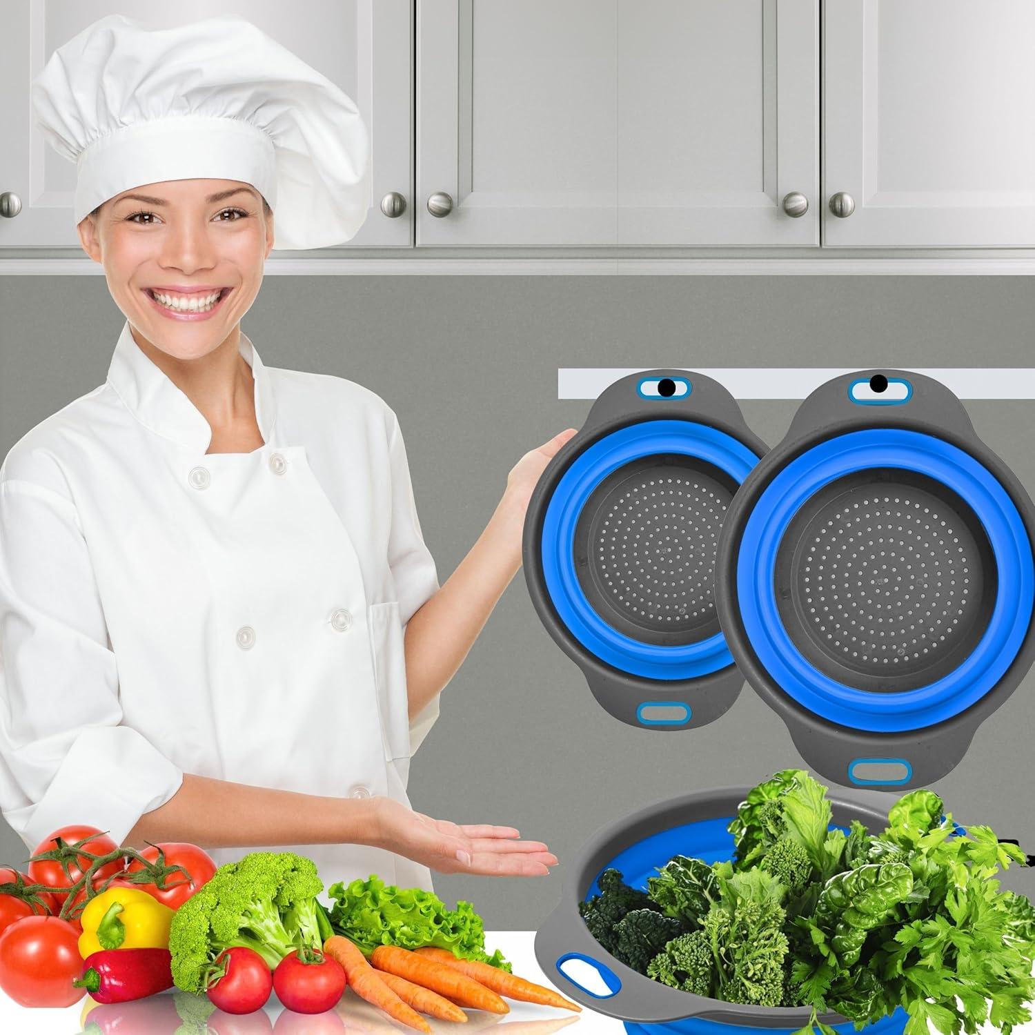 Juego de Coladores Plegables YARRD Azul - 2 PZS Silicona