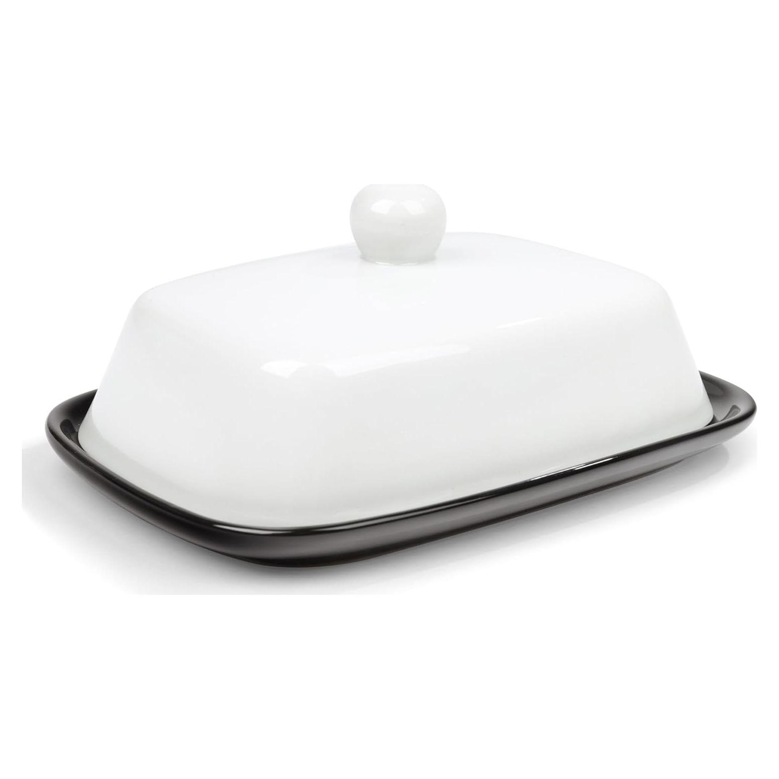 Plato de Mantequilla Cerámica Fangkuai Negro y Blanco 16.5x13.3cm