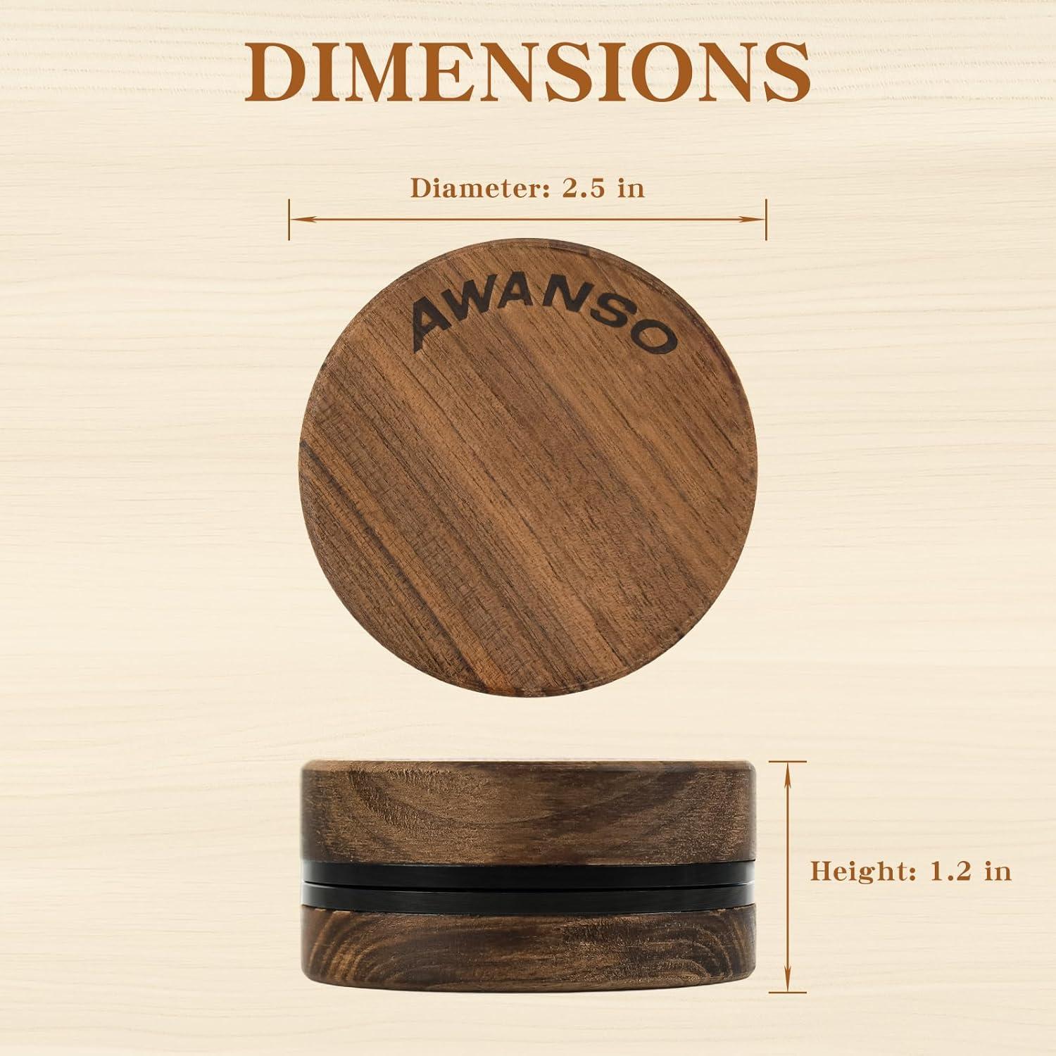 Molino de Especias Manual Awanso de Madera de Nogal 6.35 cm