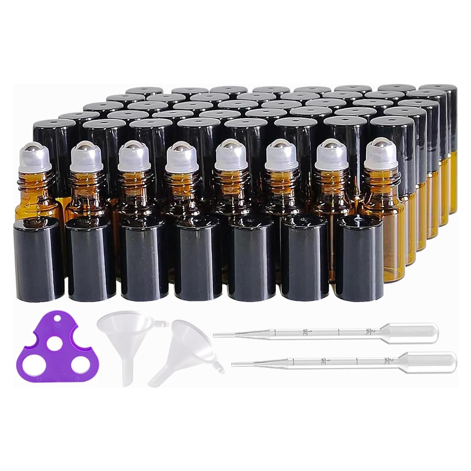 50 Botellas de Rodillo de Vidrio Ámbar 3ml AGENIZ para Aceites