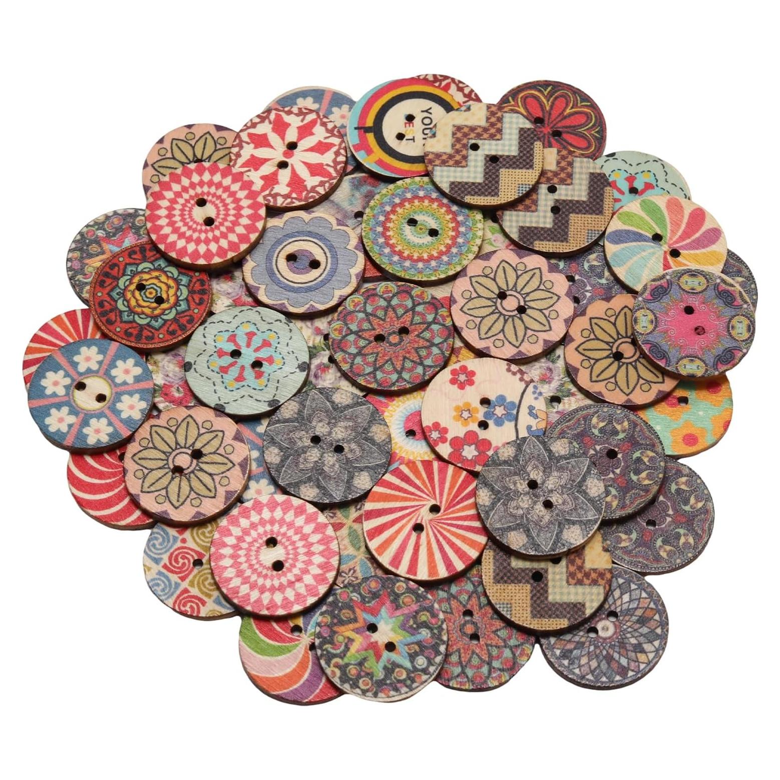 Botones de Madera Vintage Lilaly 50 PCS 25mm 2 Agujeros