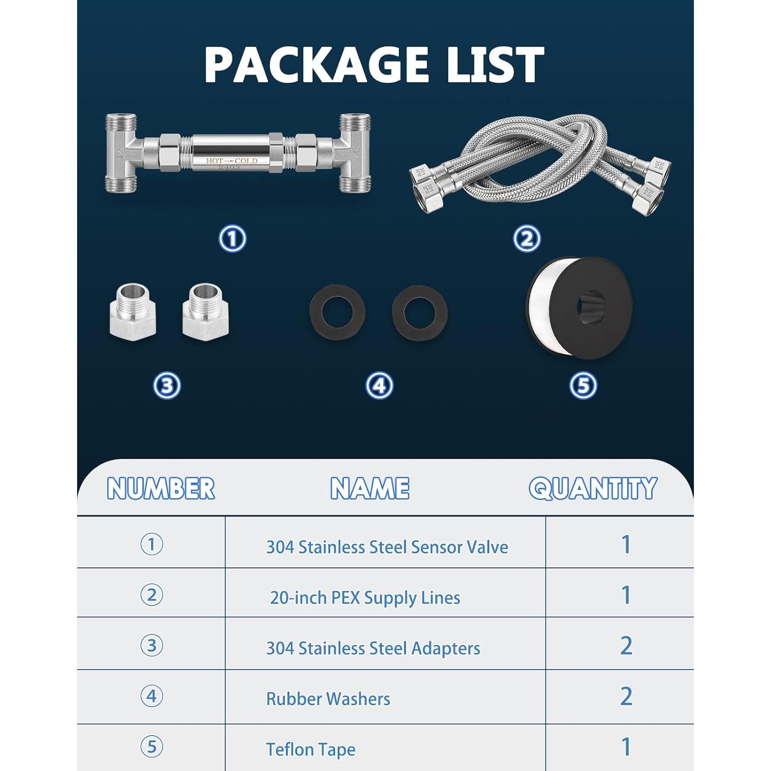 Kit Válvula Sensor Acero Inoxidable 304 Moonshan 50,8 cm