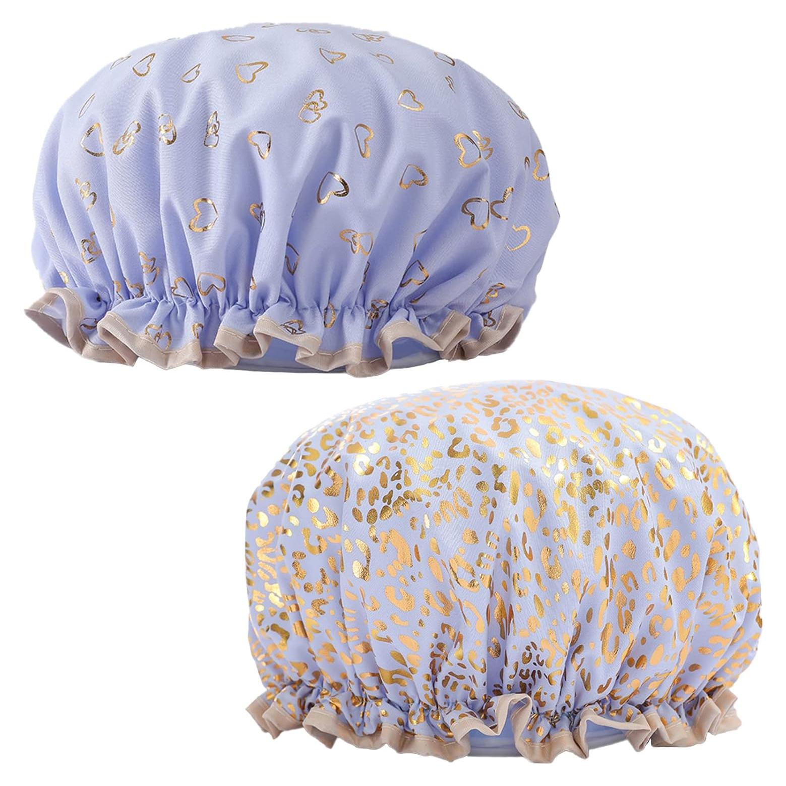 Gorro de Ducha Impermeable Qeuly 2 Piezas Lila Doble Capa