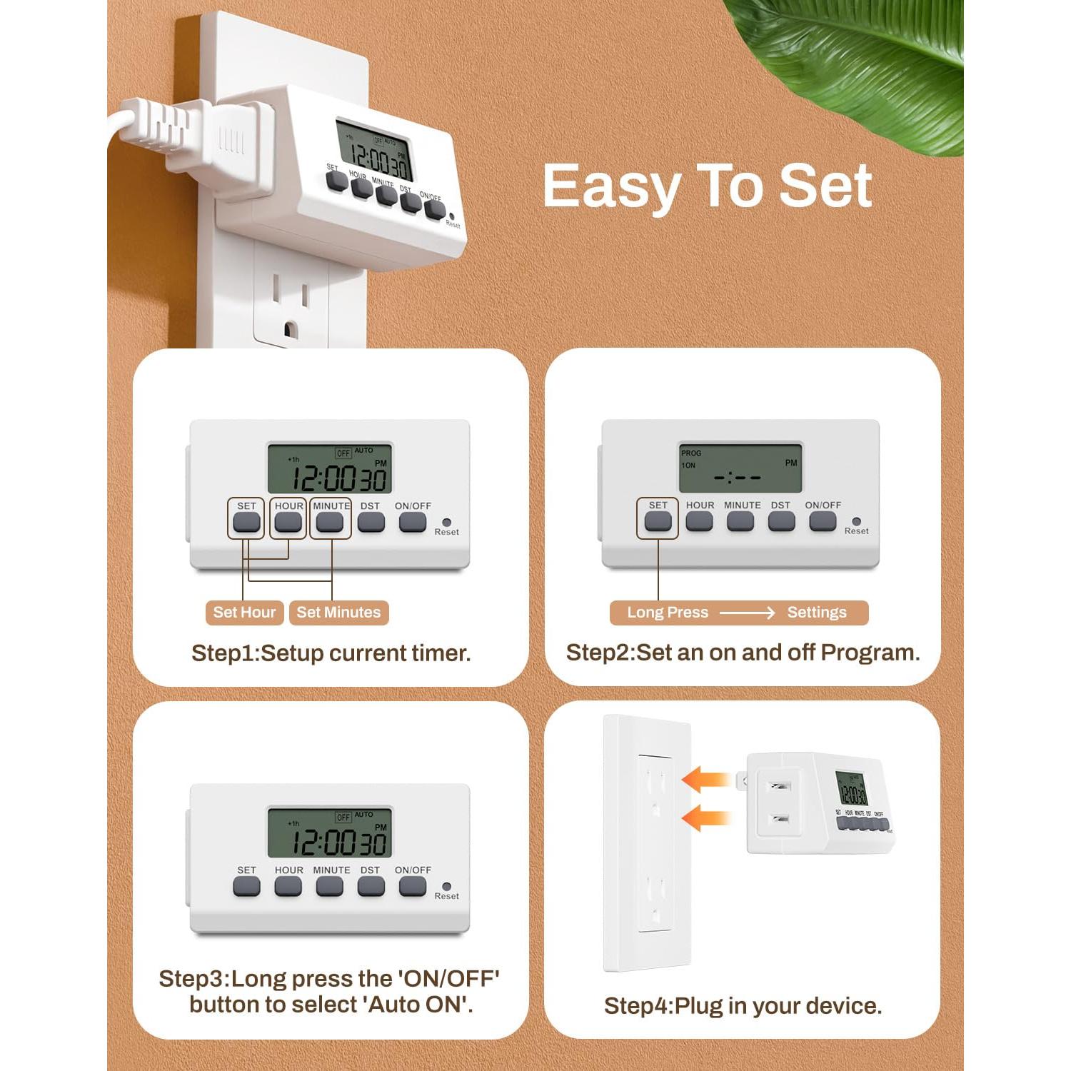 Temporizador Digital BN-LINK 24 Horas 2 Patas Paquete de 2