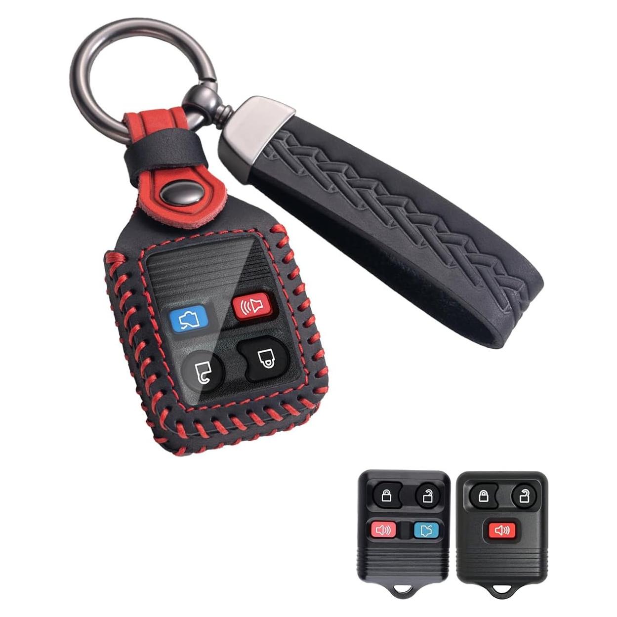 Funda de Llave de Cuero YINEOR para Auto Ford y Mazda