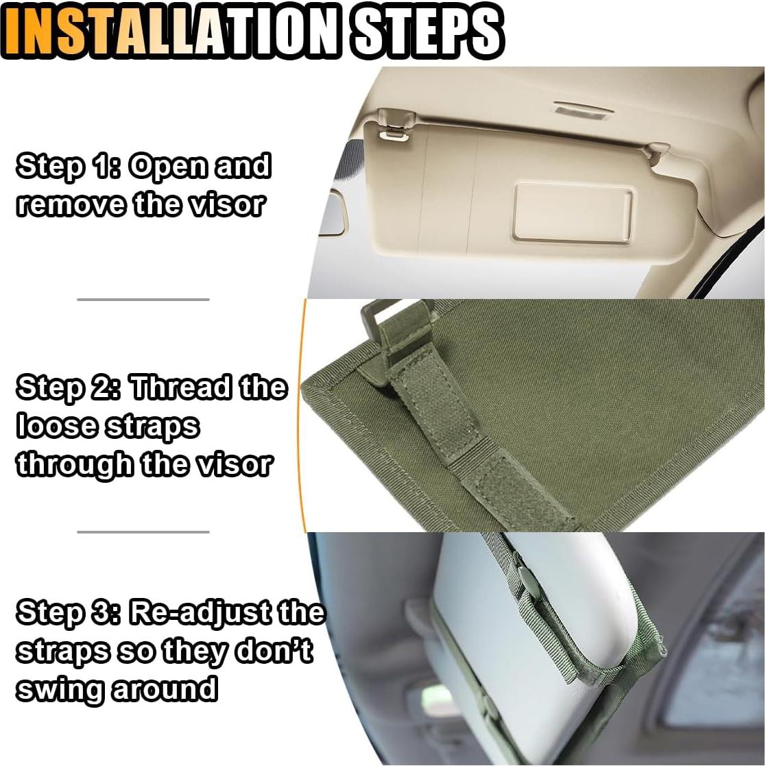 Organizador Táctico de Visera del Coche GLSOWEE Nylon Verde Militar
