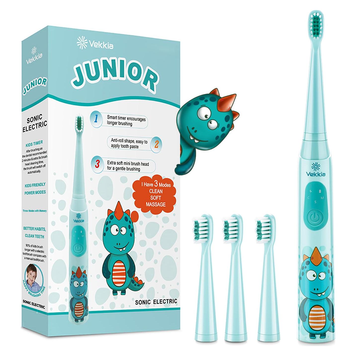 Cepillo de dientes eléctrico Vekkia Sonic para niños, 3 modos, IPX7