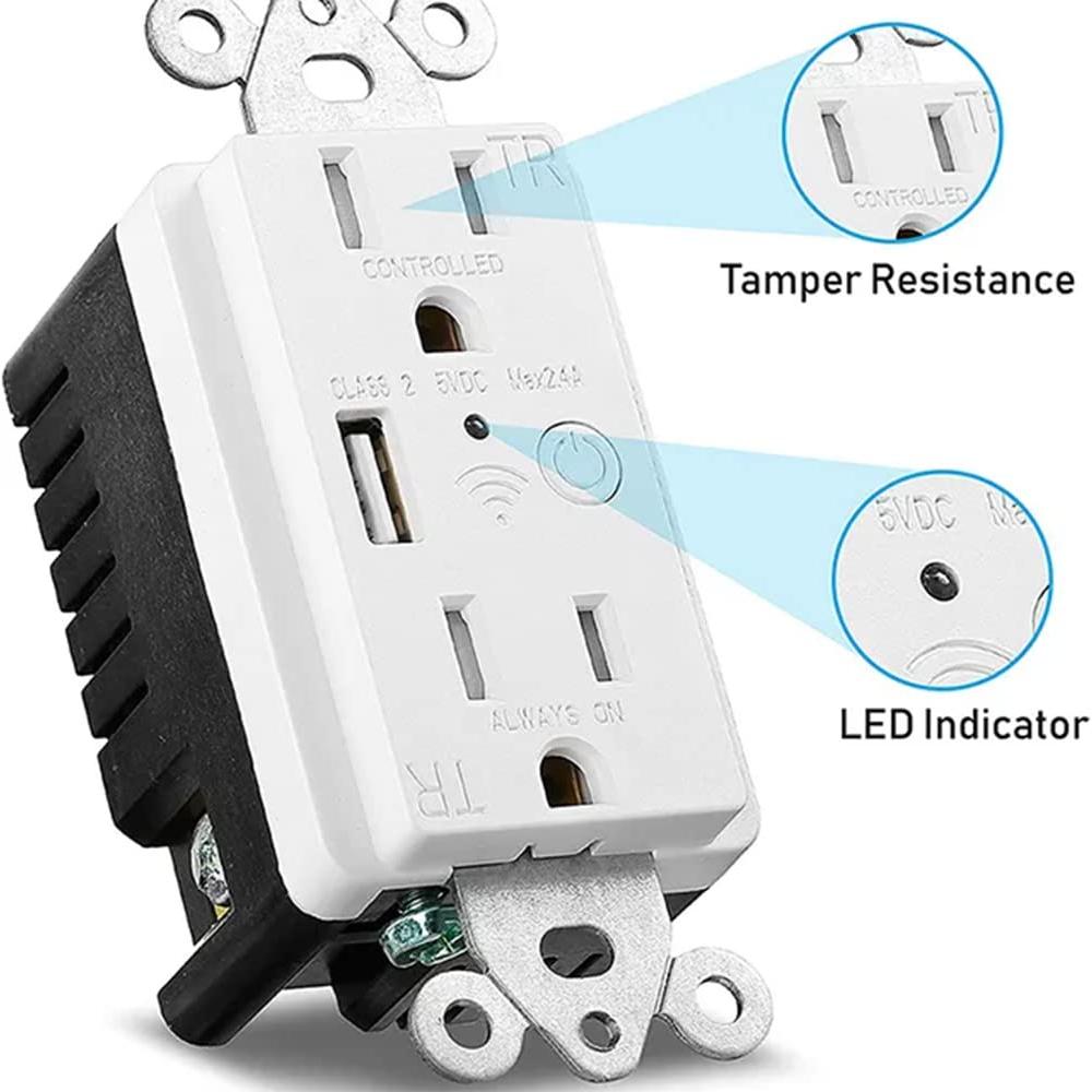 Enchufe de pared Zigbee con USB Prakriti Smart 4.58x4.19cm