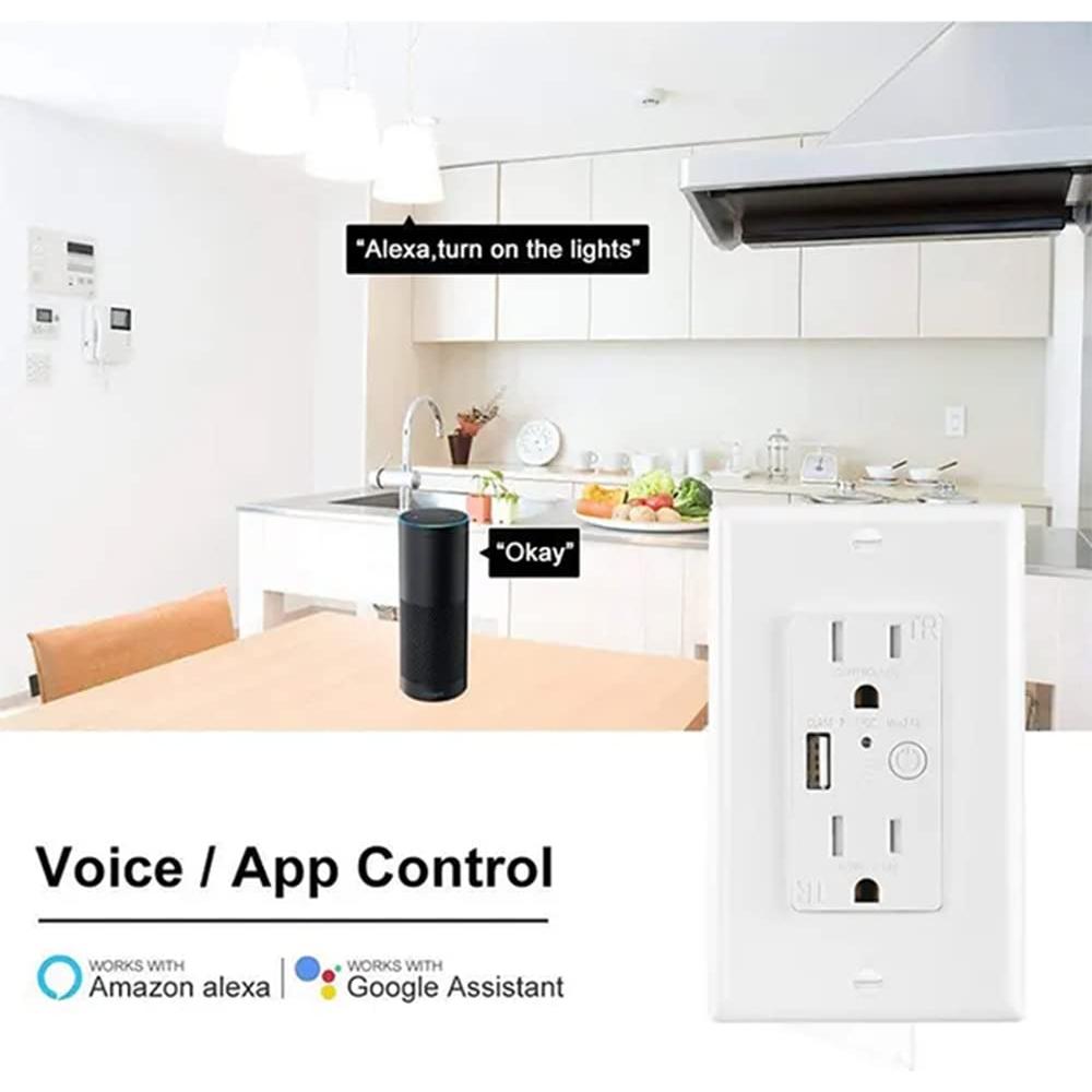 Enchufe de pared Zigbee con USB Prakriti Smart 4.58x4.19cm