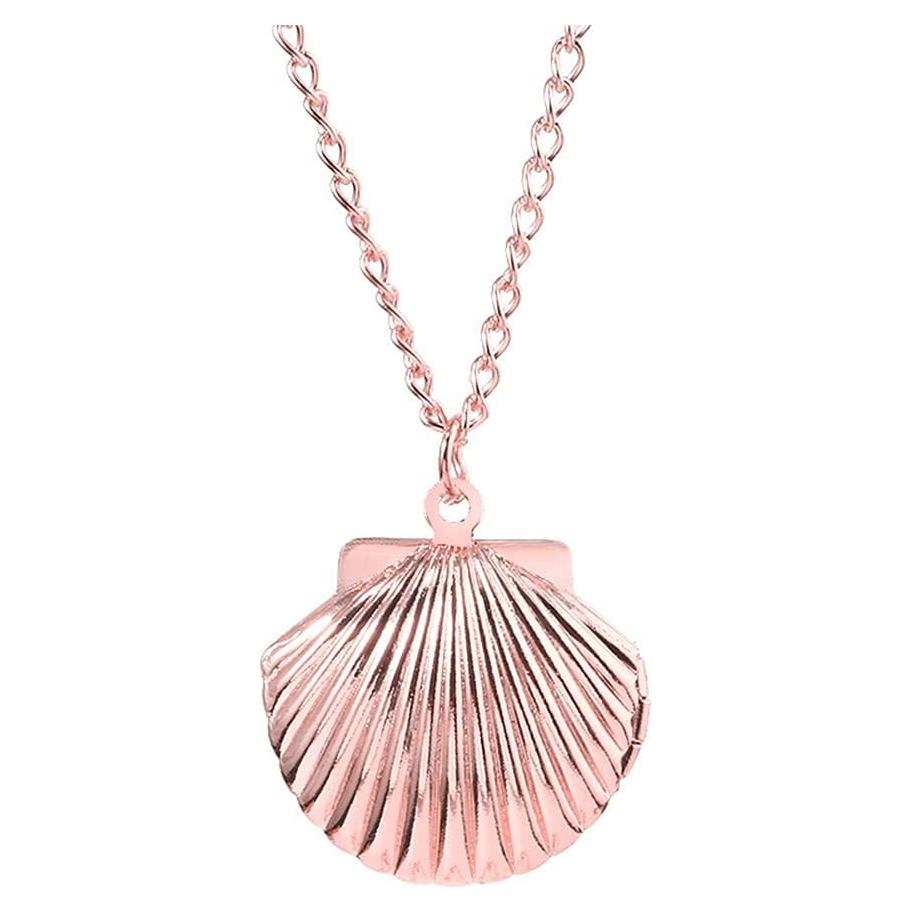 Collar Locket de Concha Dorada para Mujeres y Niñas 60cm