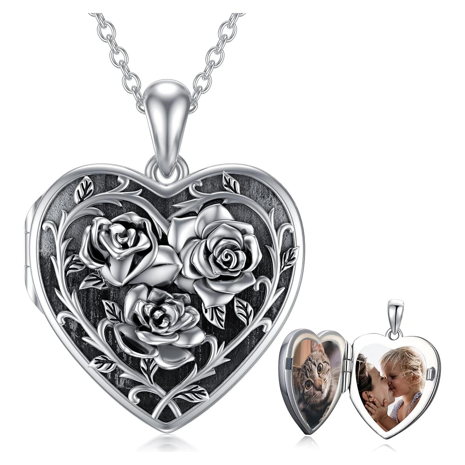 Collar Locket Rosa Dorunmo 925 Plata Esterlina 19mm Joyería