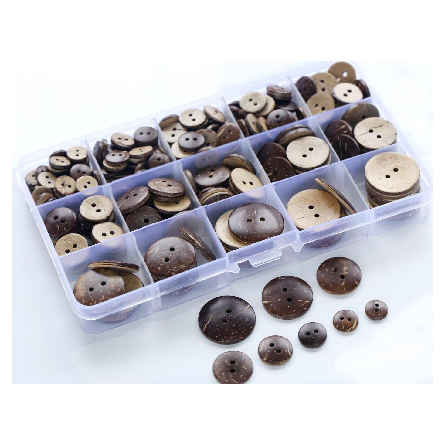 266 Botones de Madera de Coco GANSSIA 10-25mm para Costura