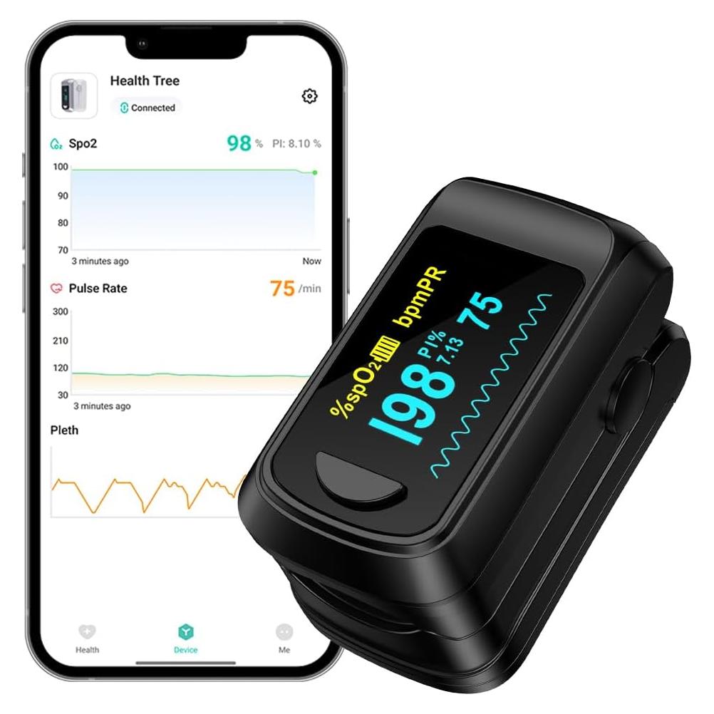 Oxímetro de Pulso Bluetooth HealthTree con APP, Monitor de Frecuencia Cardíaca