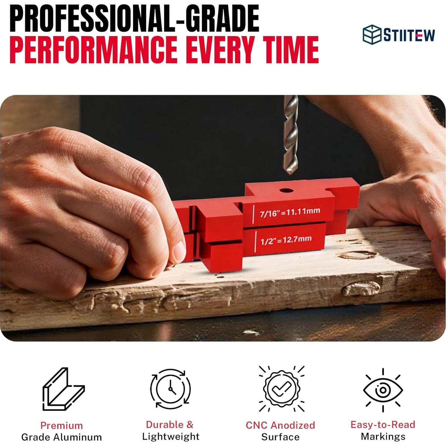 Juego de Bloques de Configuración STIITEW 7 Piezas Aluminio Rojo