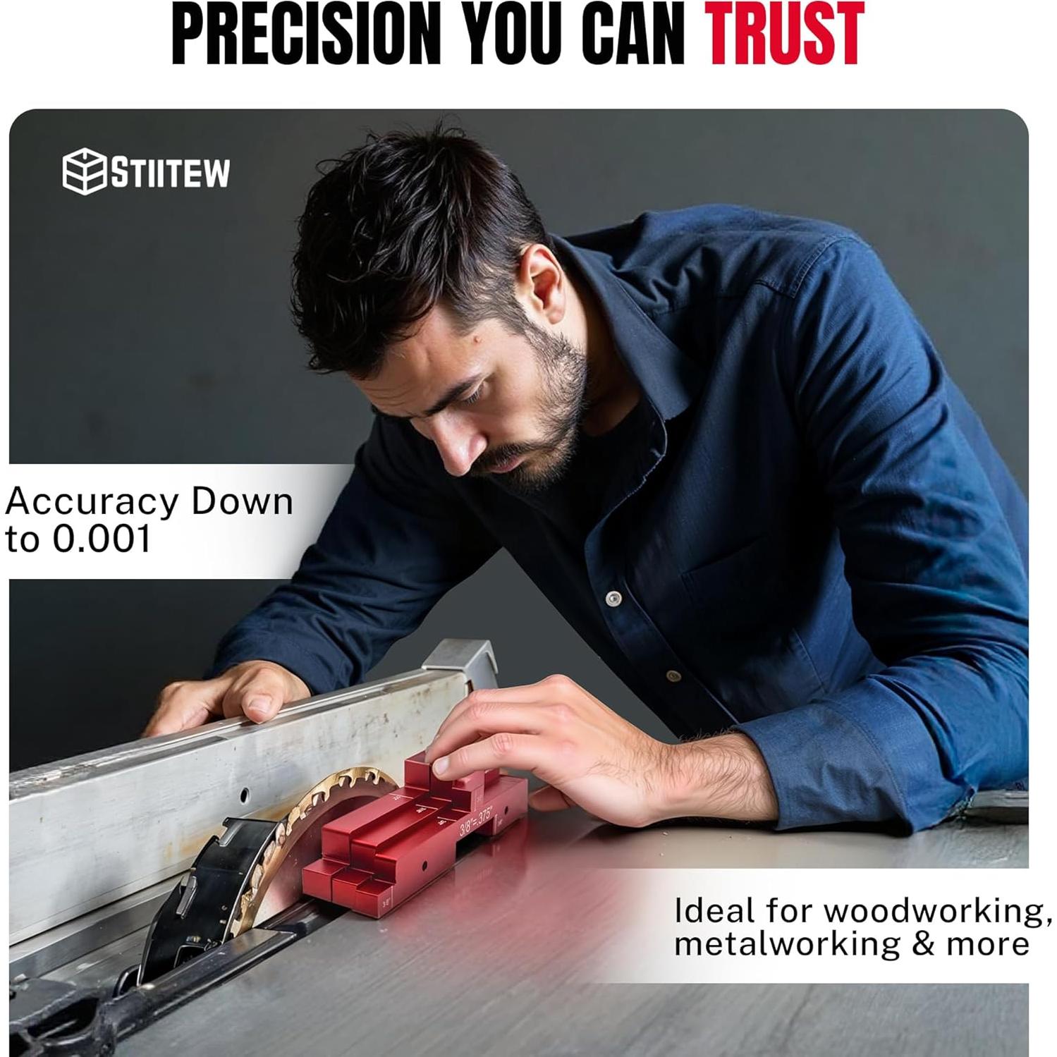 Juego de Bloques de Configuración STIITEW 7 Piezas Aluminio Rojo