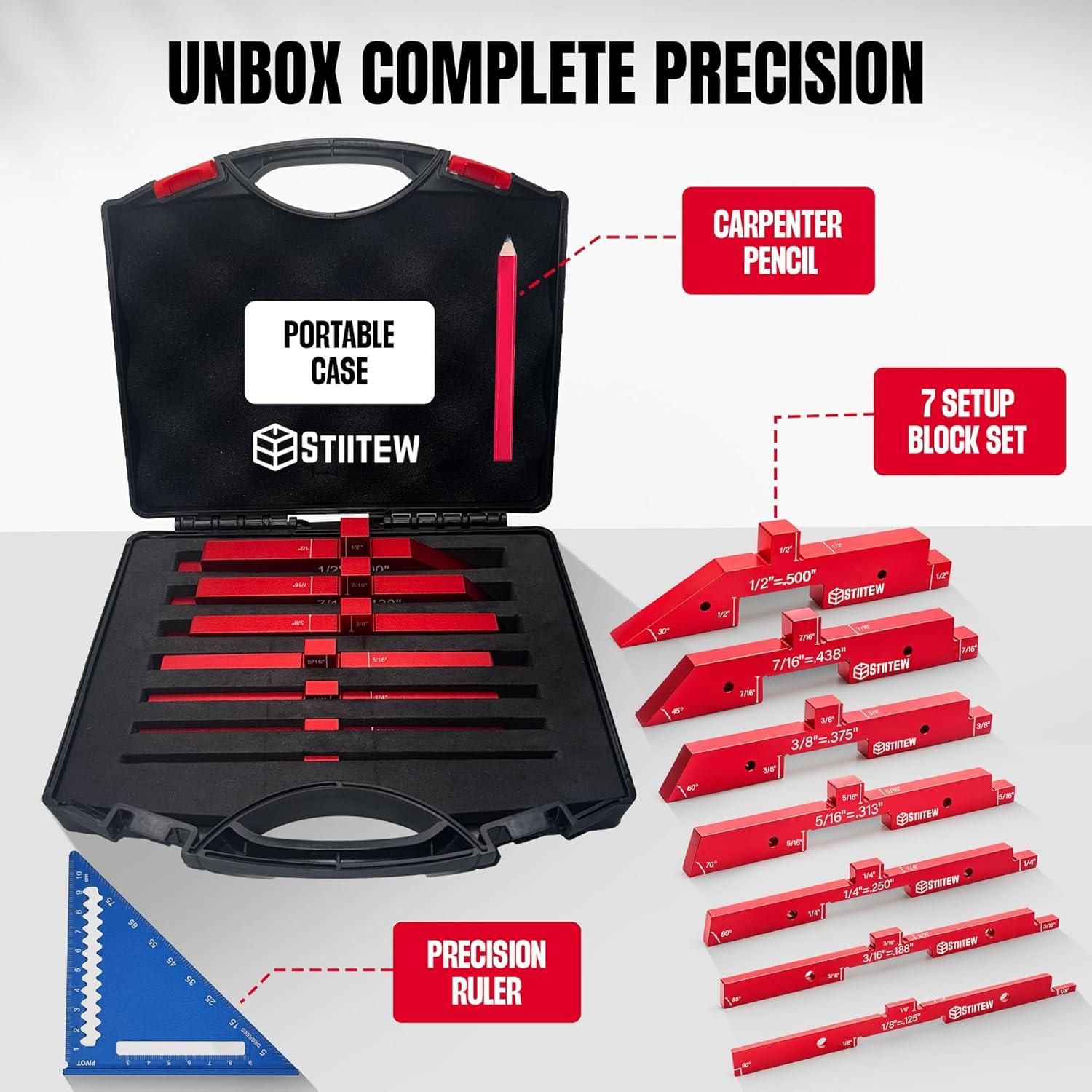 Juego de Bloques de Configuración STIITEW 7 Piezas Aluminio Rojo