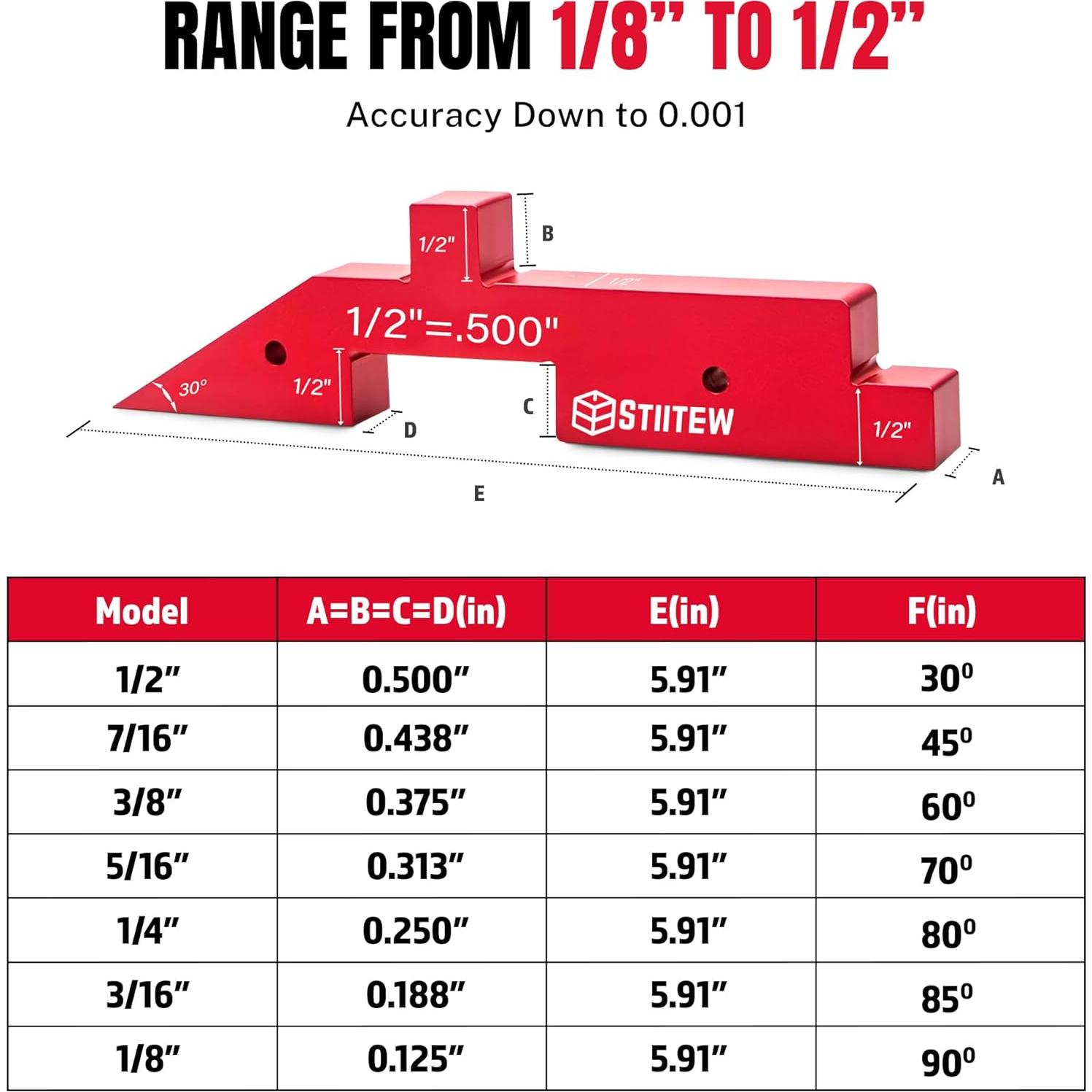 Juego de Bloques de Configuración STIITEW 7 Piezas Aluminio Rojo