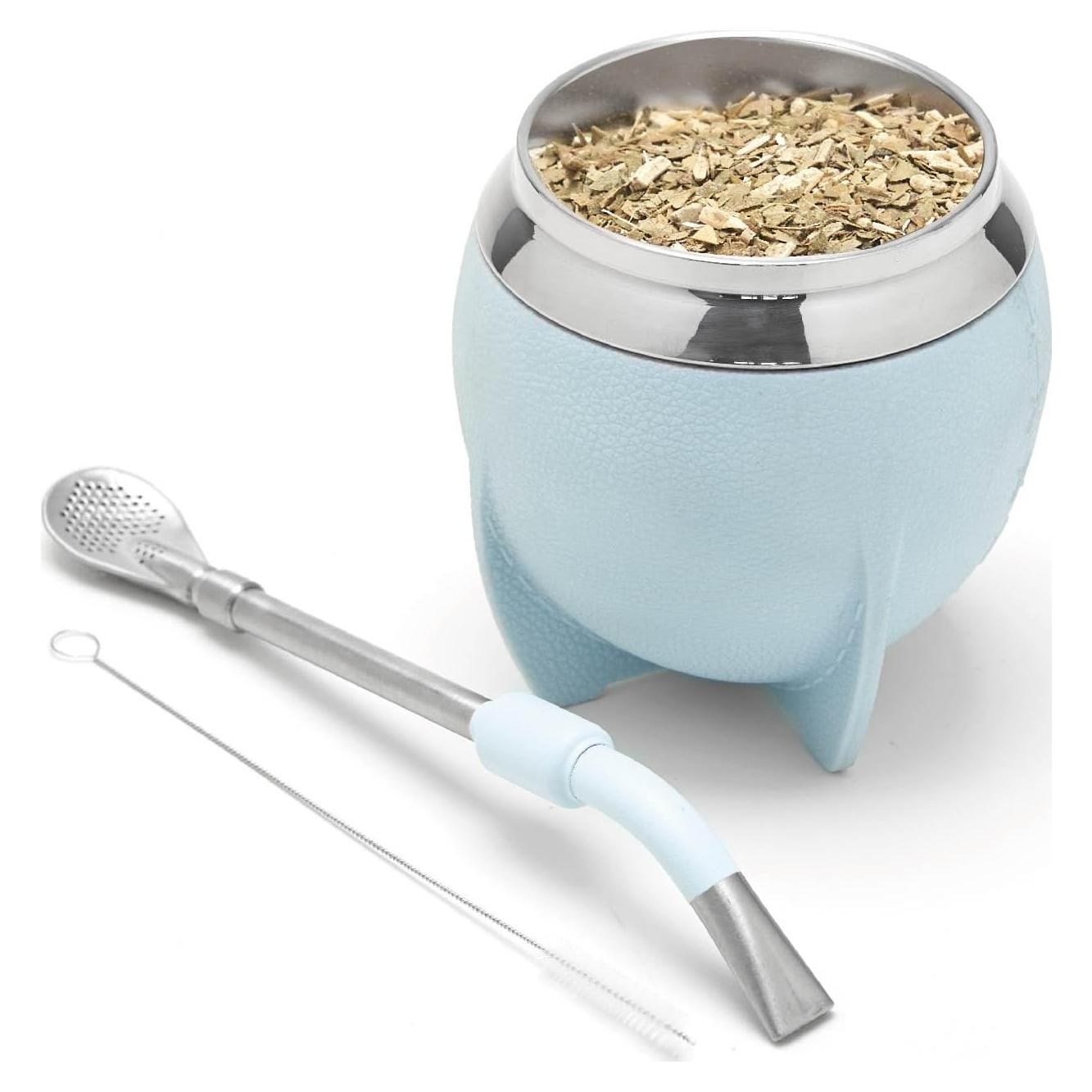 Conjunto de Mate BALIBETOV Acero Inoxidable 3 Piezas Azul Claro