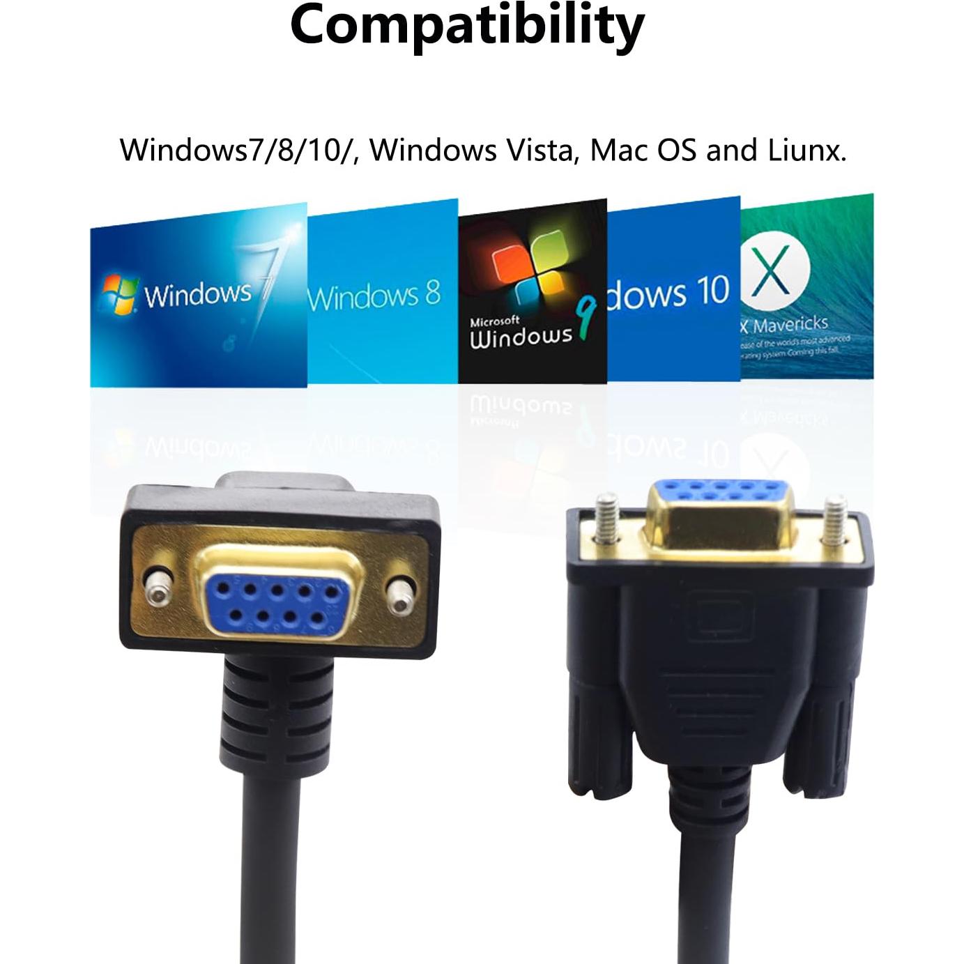 Cable DB9 RS232 50cm Hembra a Hembra 90 Grados LANMINGLEL