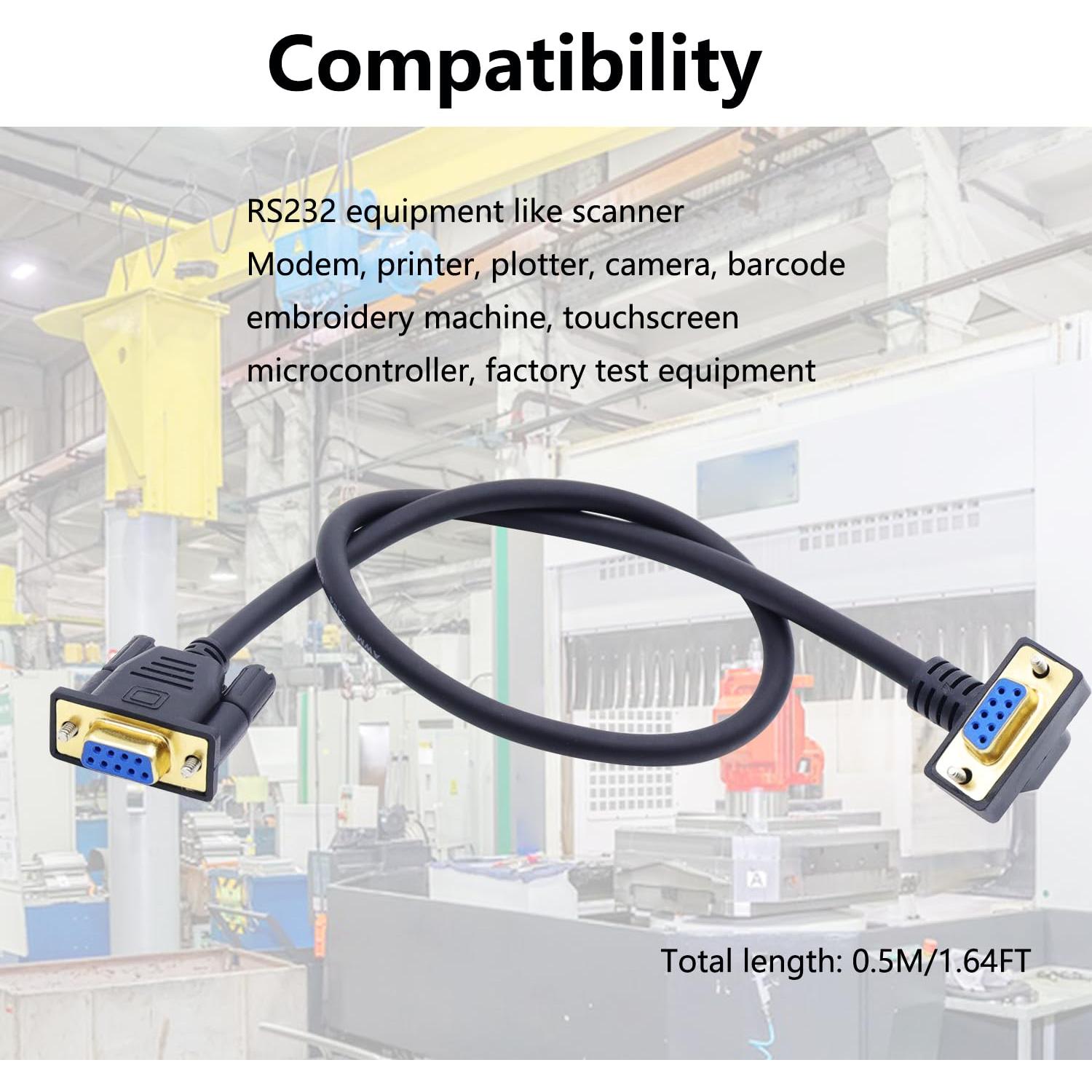 Cable DB9 RS232 50cm Hembra a Hembra 90 Grados LANMINGLEL