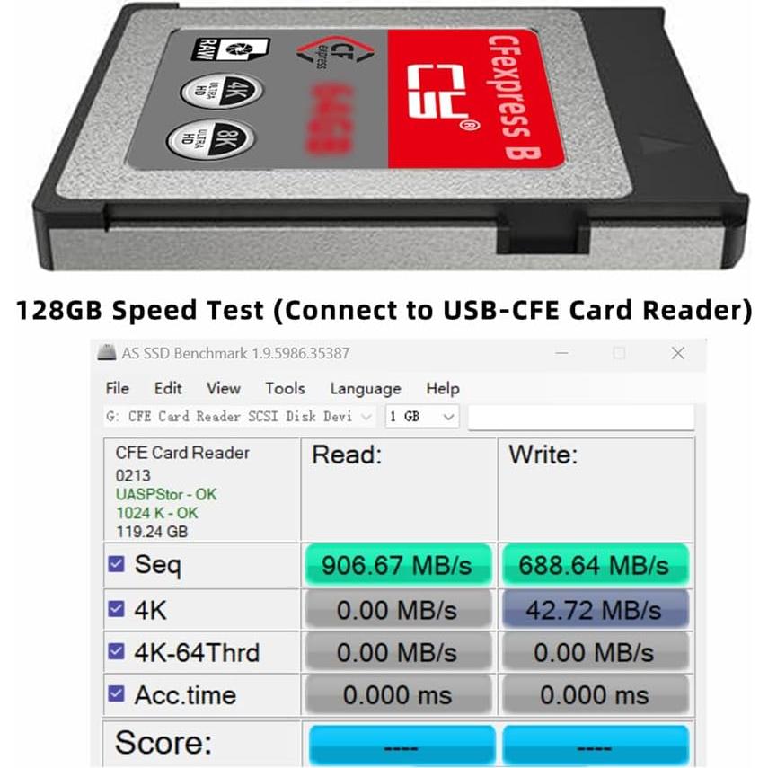 Tarjeta CFexpress Tipo-B 128GB NFHK 8K RAW Velocidad 800MB/s