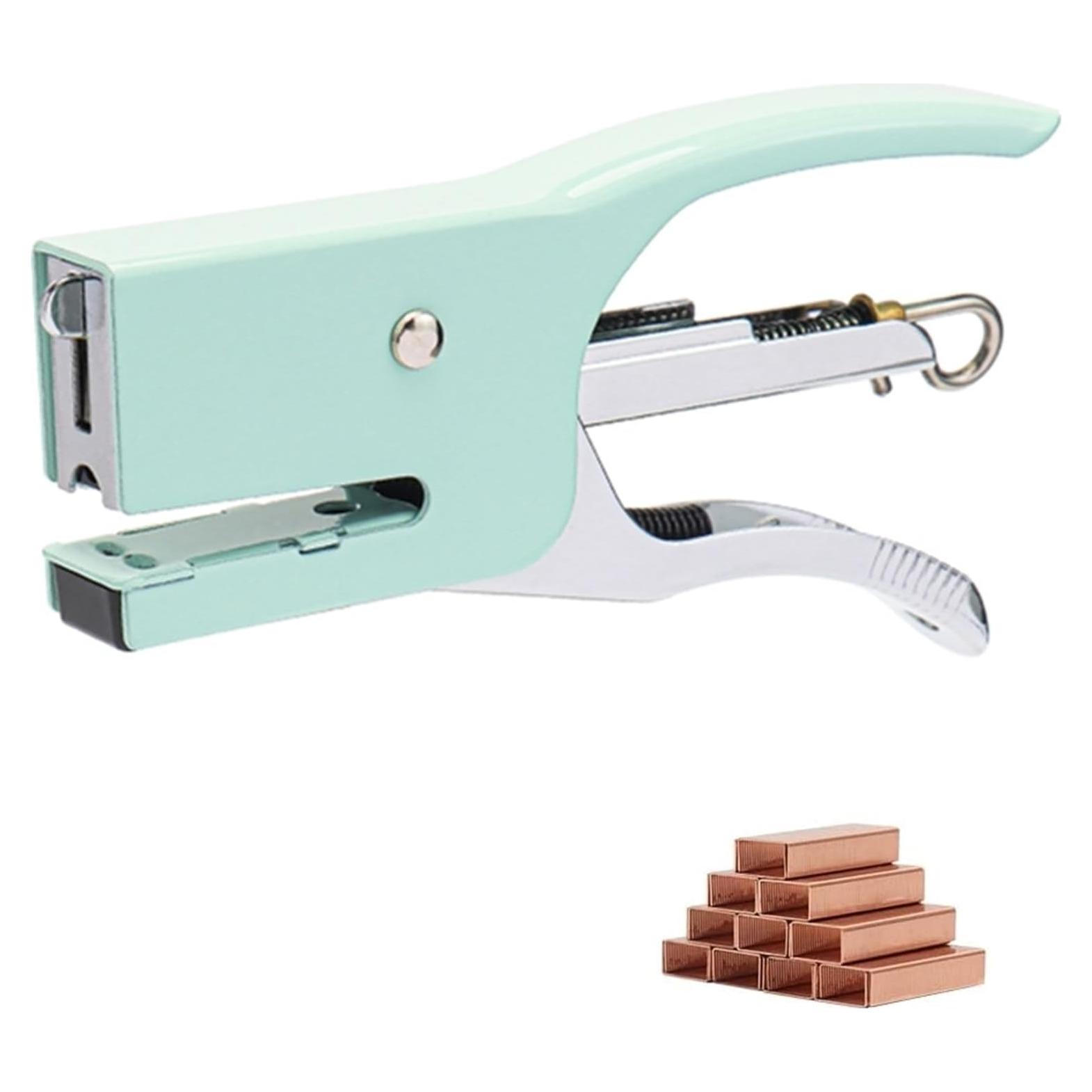 Grapadora Manual Verde XiowDow con 1000 Grapas Doradas No.10