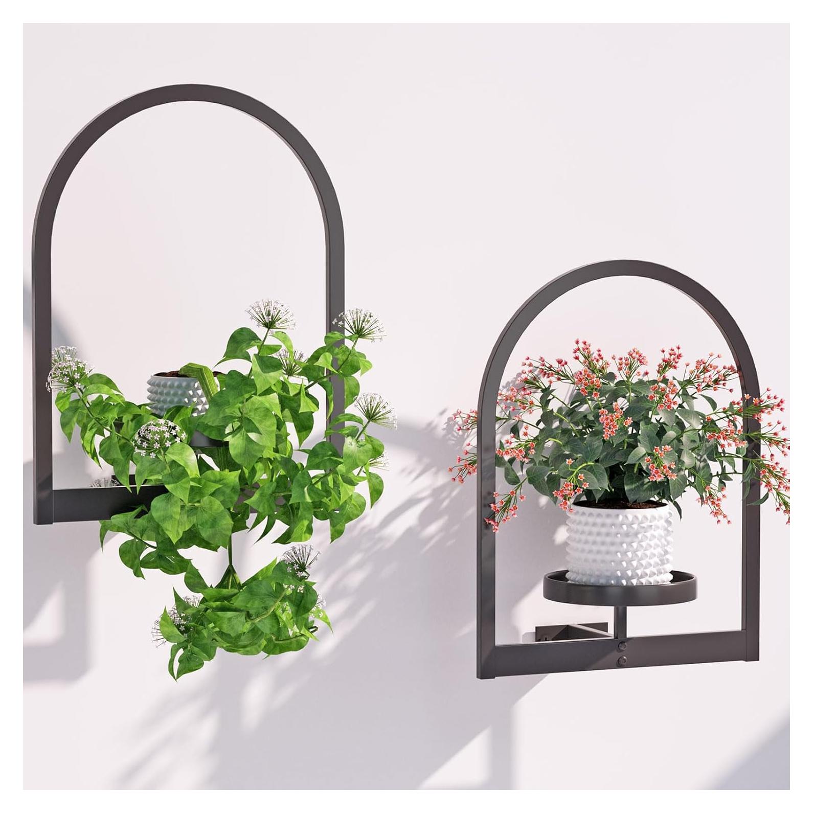 Soporte de Planta de Pared Flenpptly 2 Paquete Negro Hierro
