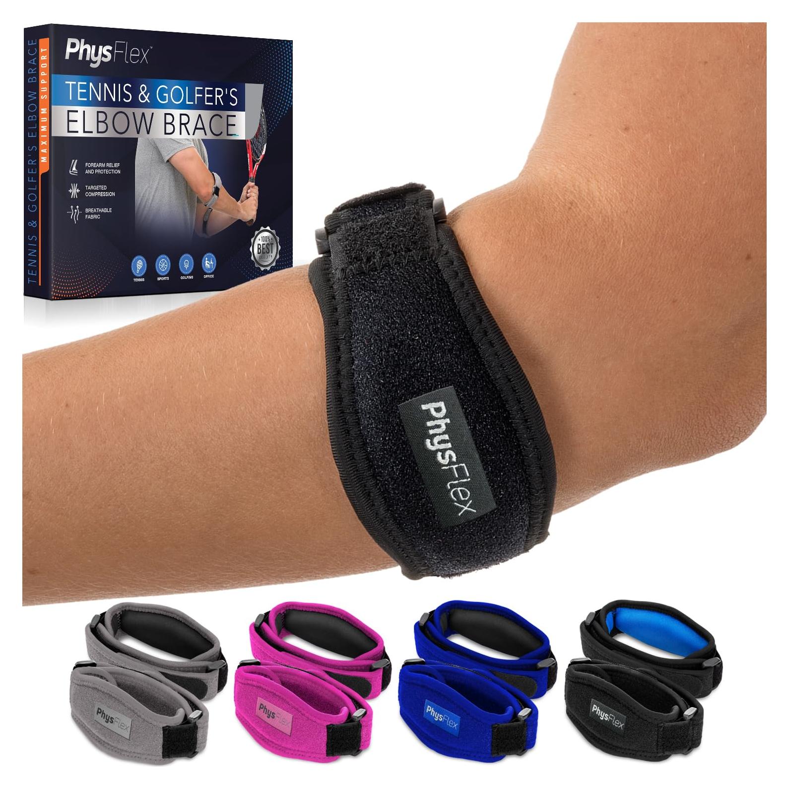 Faja de Codo Ajustable PhysFlex - Alivio Tendinitis (Paquete de 2)