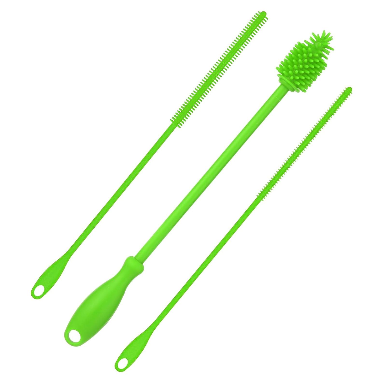 Juego de 3 cepillos de silicona PEUTIER para botellas y pajitas