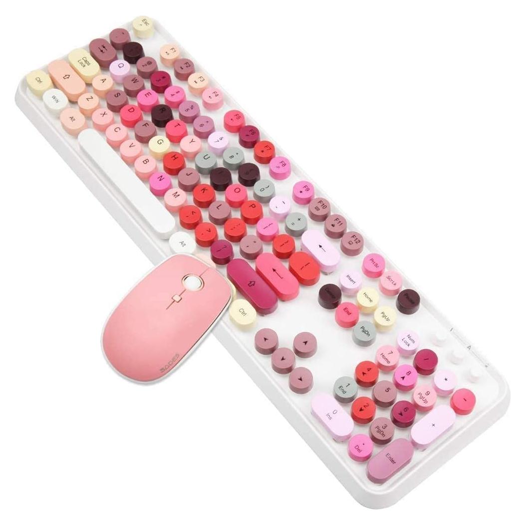 Combo Teclado y Ratón Inalámbrico Letton Retro 104 Teclas