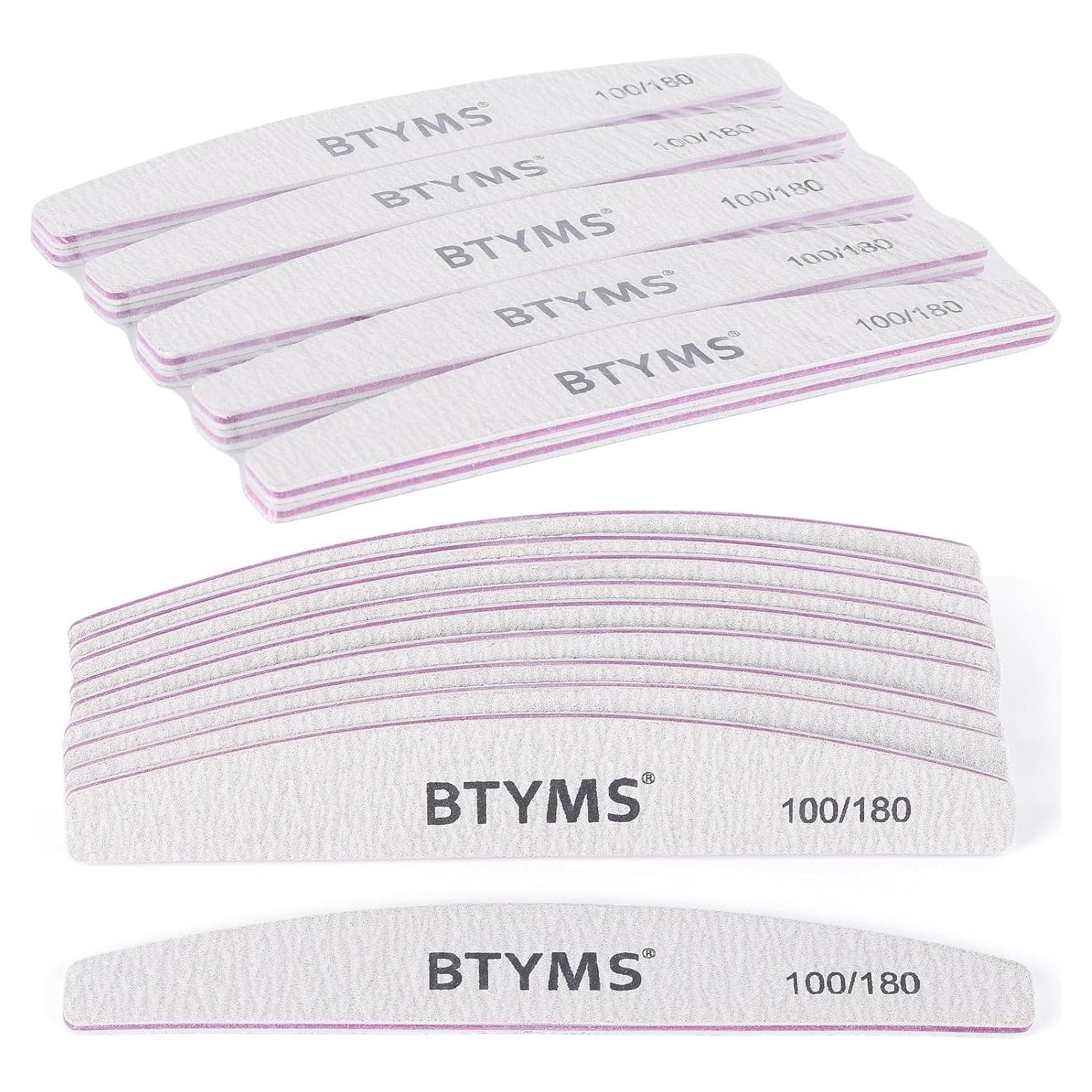 Limas de Uñas 10Pcs BTYMS 100/180 Grano Doble Cara