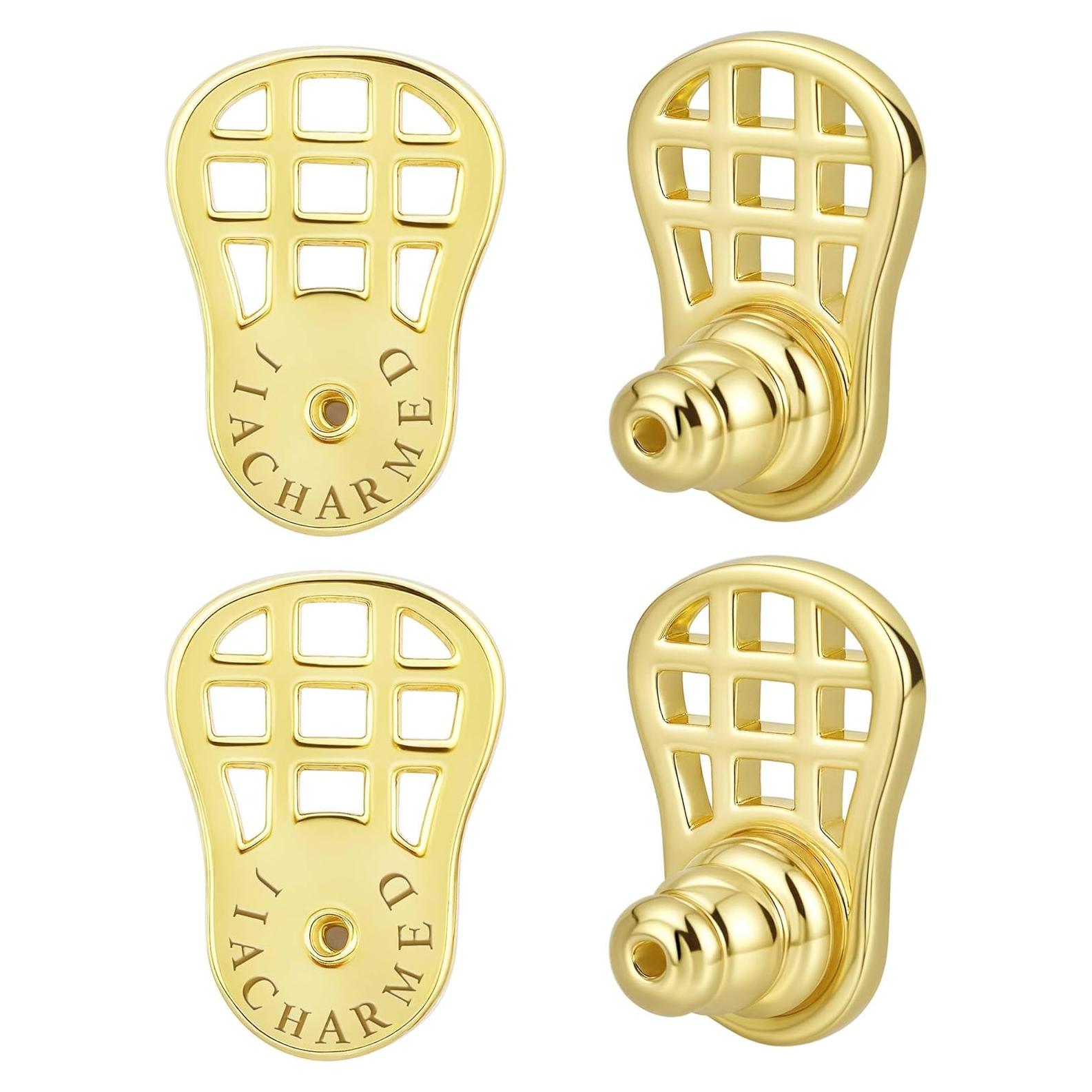 Respaldos Elevadores de Aretes JIACHARMED 4PCS Oro 18K