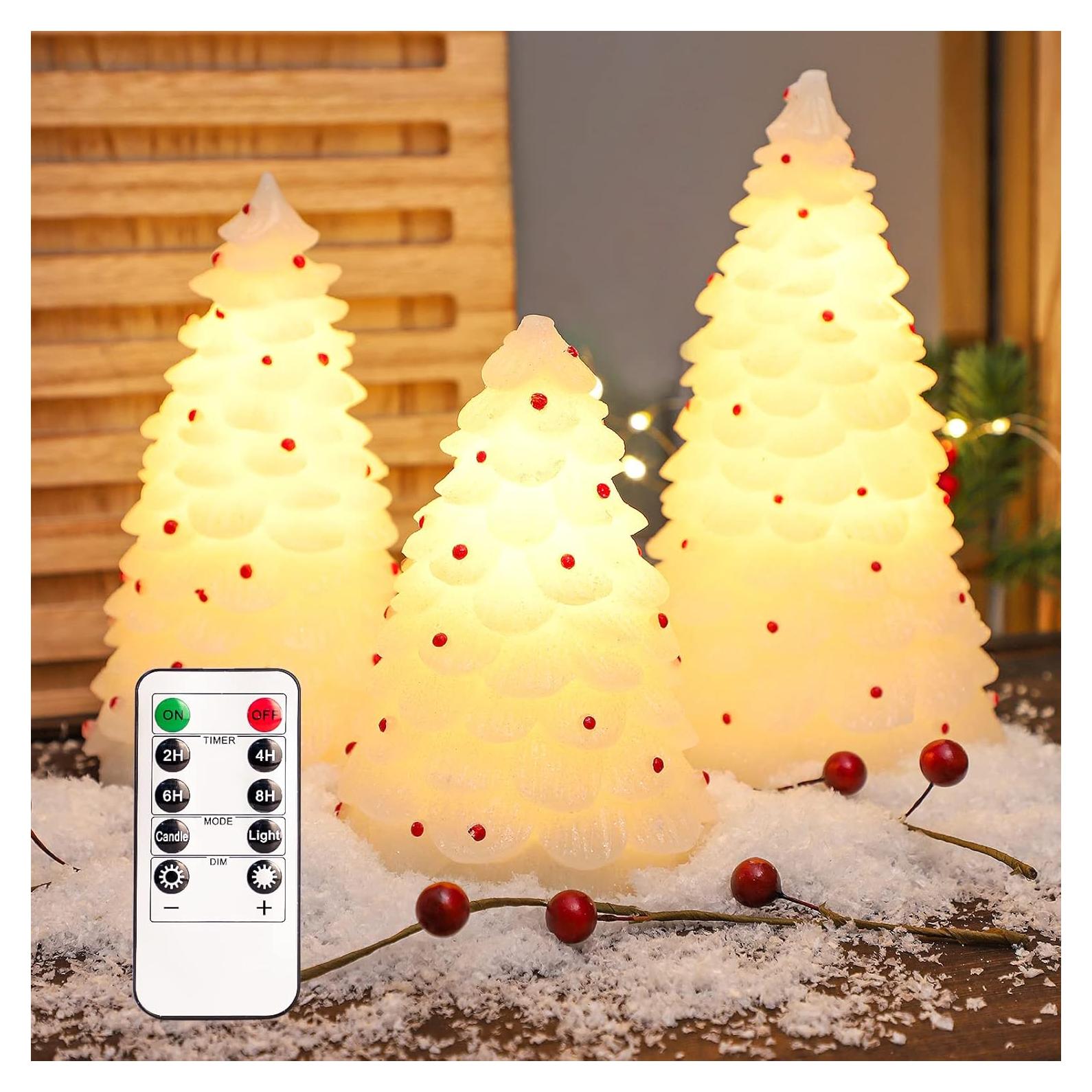 Set de 3 Velas LED Sin Llama Crystal Club - Árbol de Navidad 3D