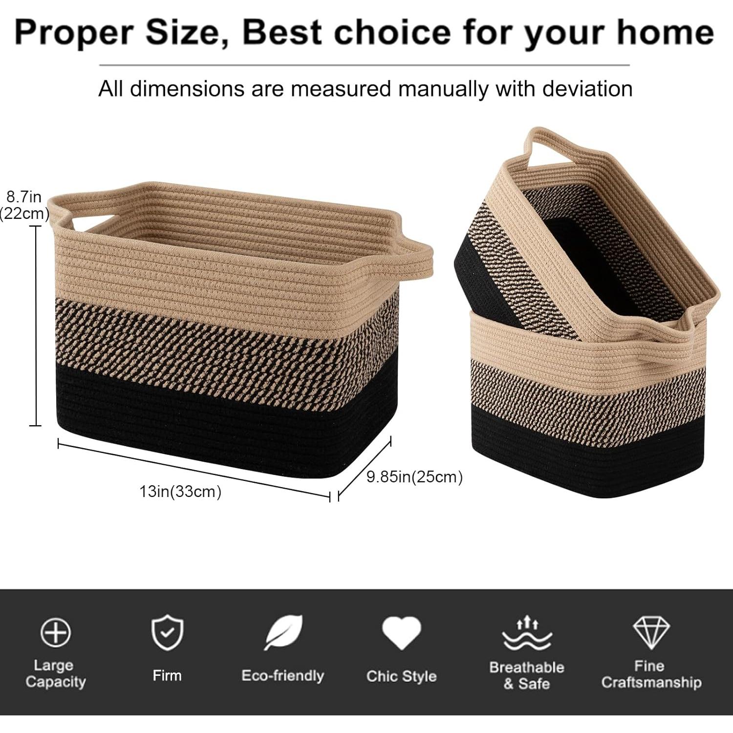 Canasta de Almacenamiento OIAHOMY 3 Piezas 33x25x22cm Algodón