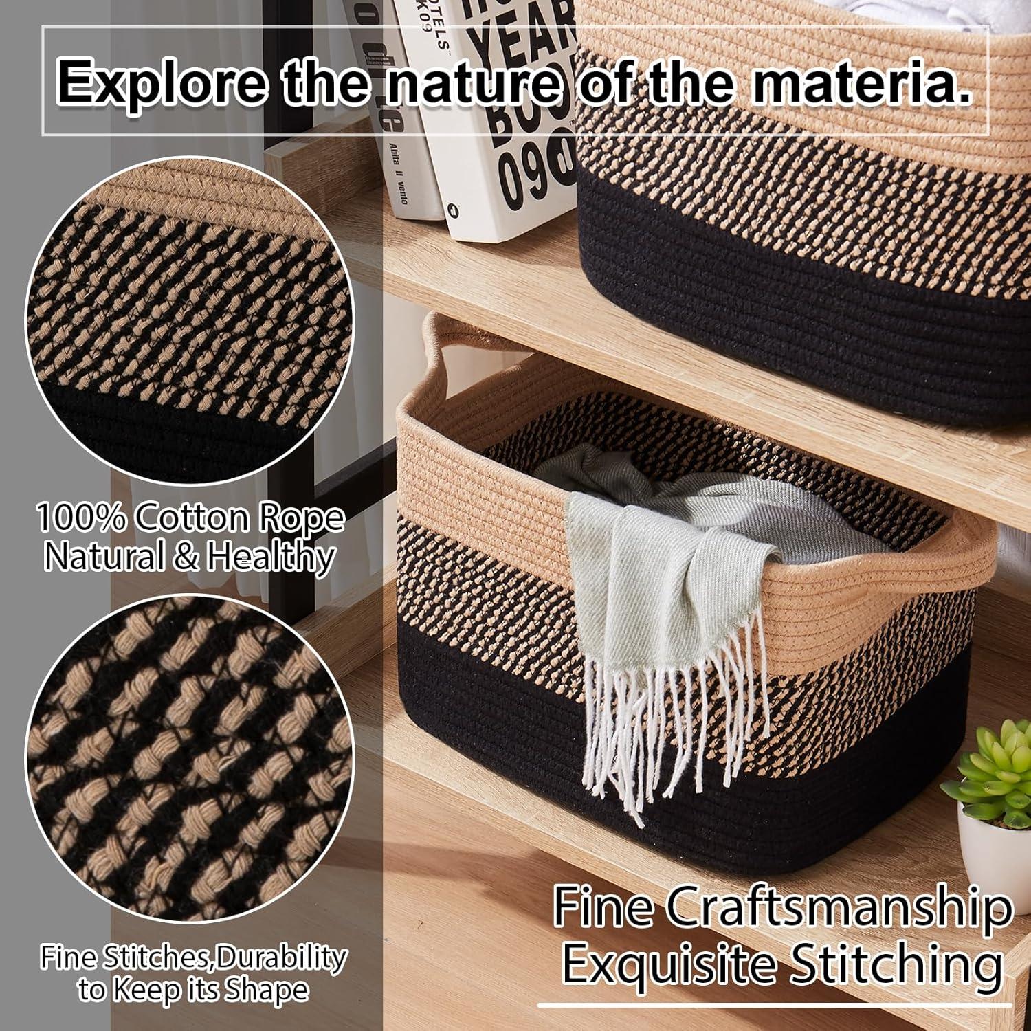 Canasta de Almacenamiento OIAHOMY 3 Piezas 33x25x22cm Algodón