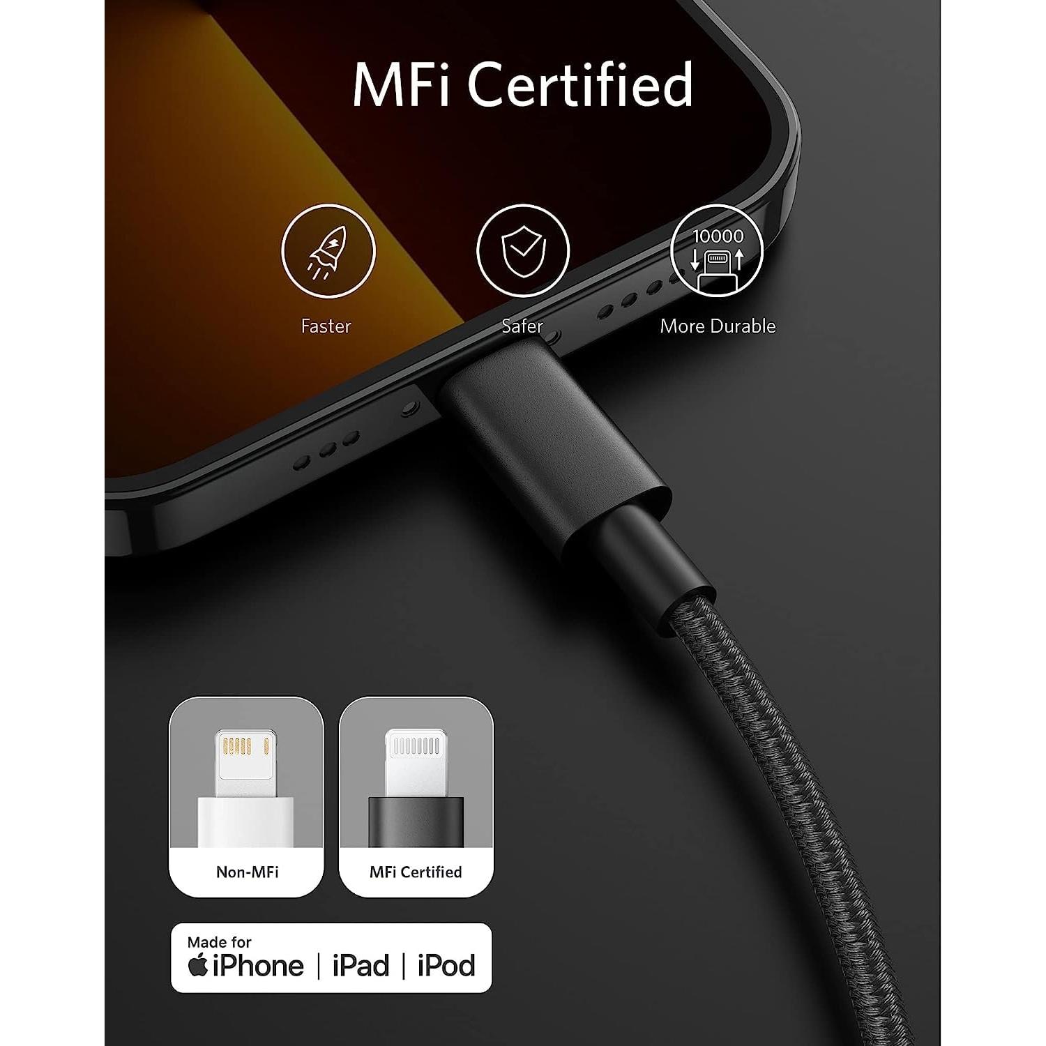 Cable USB C a Lightning Anker 1.83m Nylon MFi para iPhone