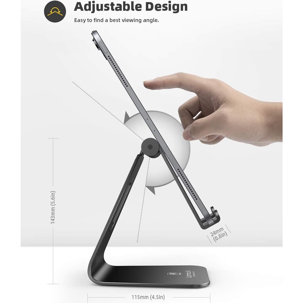 Lamicall Tablet Stand, Tablet Holder for Desk - Multi-Angle Adjustable Tablet Desktop Dock Cradle, Compatible with iPad Pro 11, 12.9, Air, Mini, Fire HD, Galaxy Tab, and Other 4-13" Tablets, Black