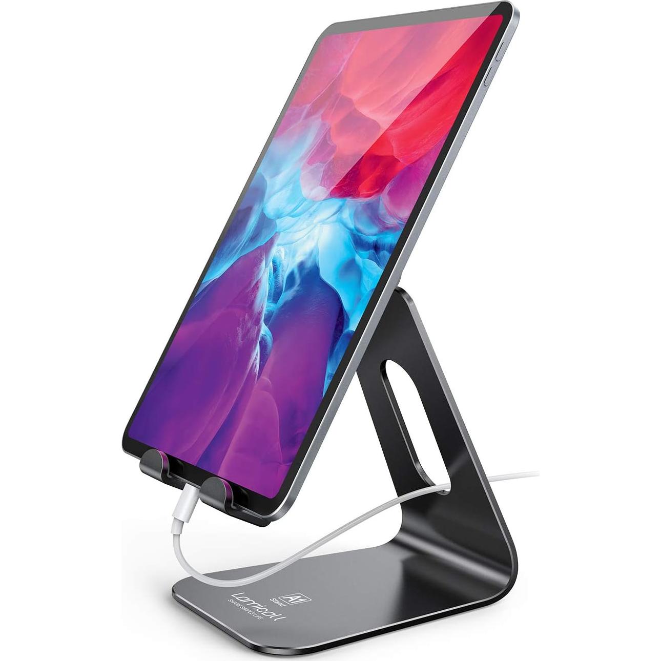Lamicall Tablet Stand, Tablet Holder for Desk - Multi-Angle Adjustable Tablet Desktop Dock Cradle, Compatible with iPad Pro 11, 12.9, Air, Mini, Fire HD, Galaxy Tab, and Other 4-13" Tablets, Black