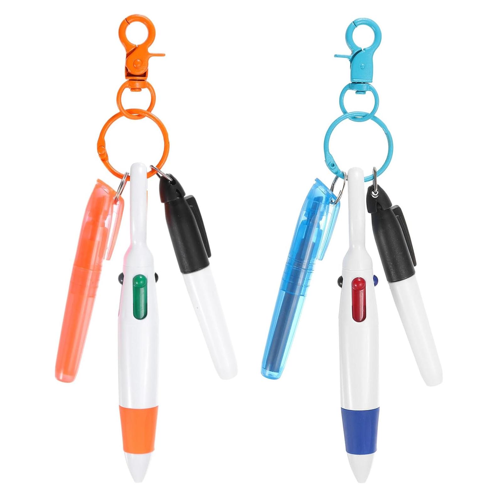 Mini Resaltador PATIKIL 2 Pcs Azul/Naranja con Clip Llavero