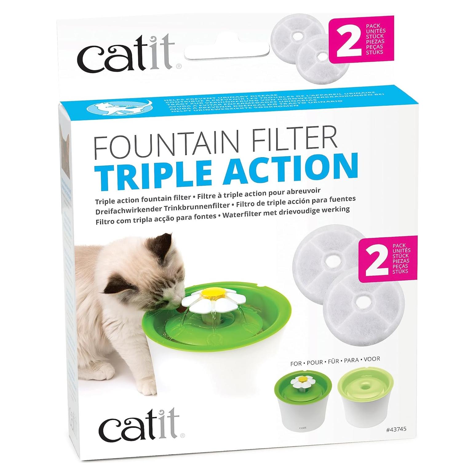 Filtros de Agua Catit Triple Acción - Paquete de 2 para Gatos